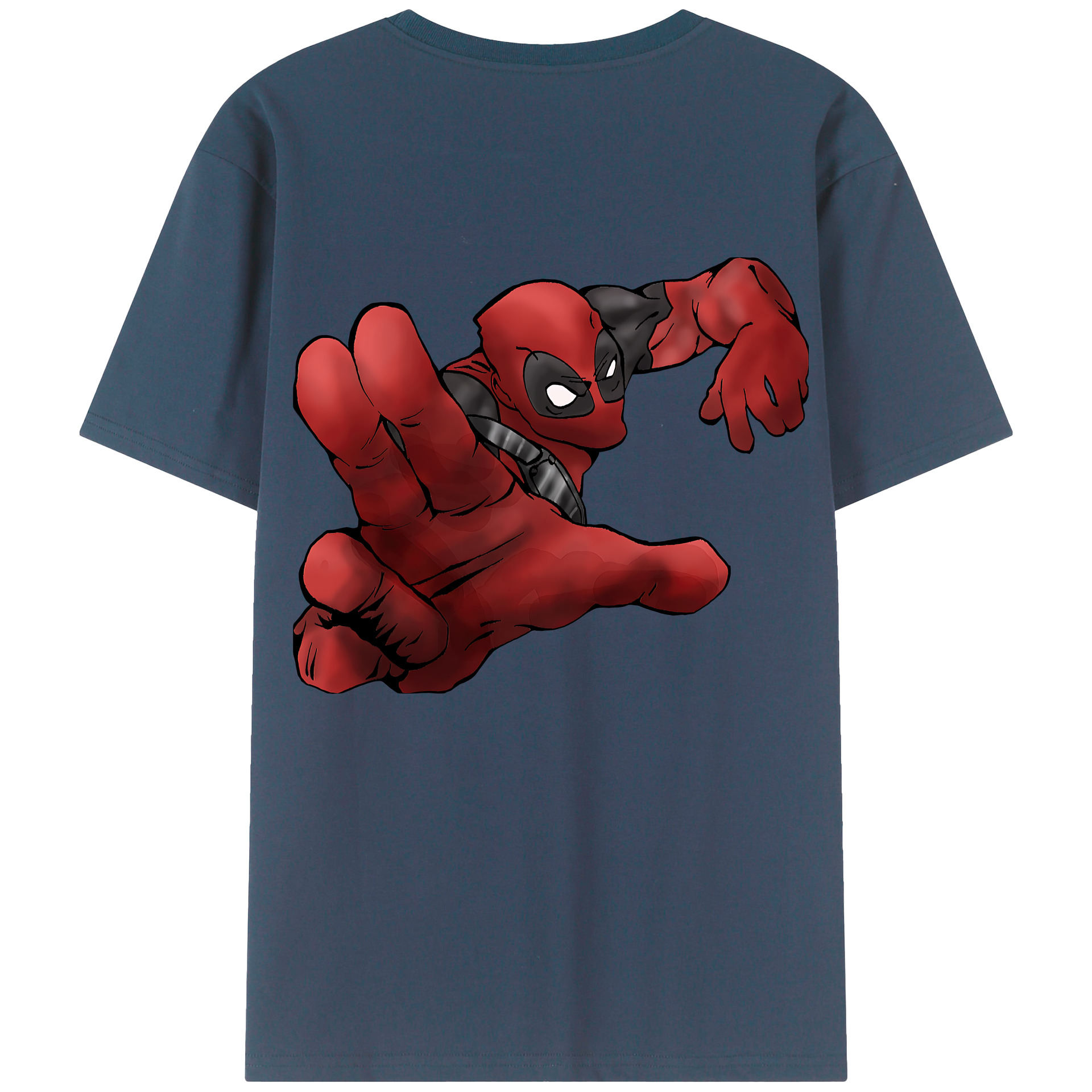 （画像用） Deadpool デッドプール 綿100％ メンズ半袖Tシャツ（バックプリント） 通気性