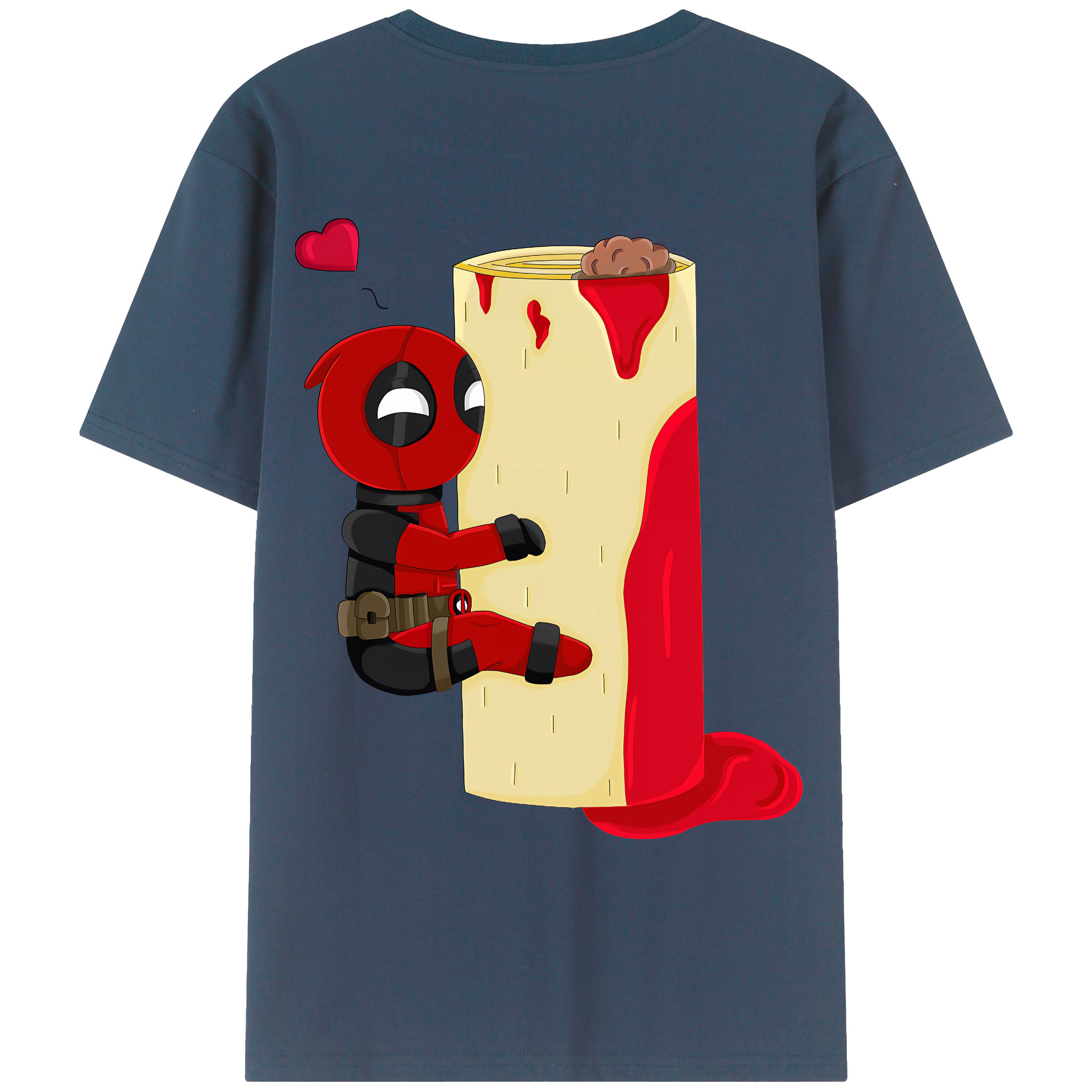 （画像用） Deadpool デッドプール 綿100％ メンズ半袖Tシャツ（バックプリント） 通気性