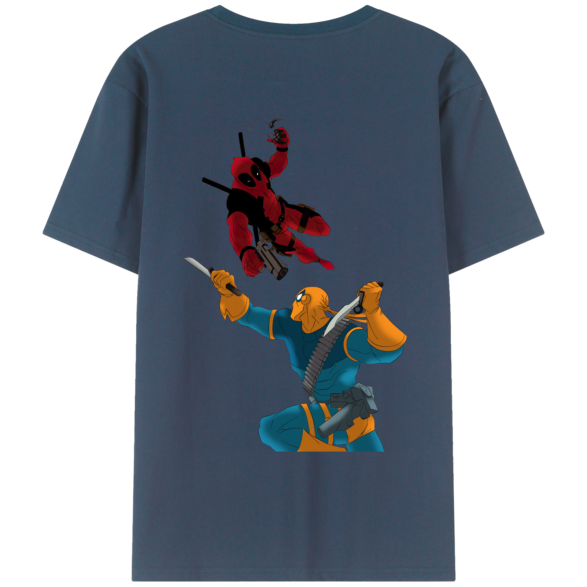 （画像用） Deadpool デッドプール 綿100％ メンズ半袖Tシャツ（バックプリント） 通気性