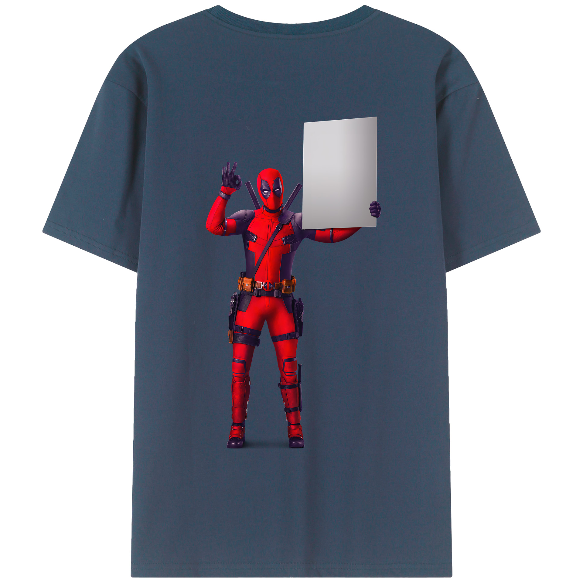 （画像用） Deadpool デッドプール 綿100％ メンズ半袖Tシャツ（バックプリント） 通気性