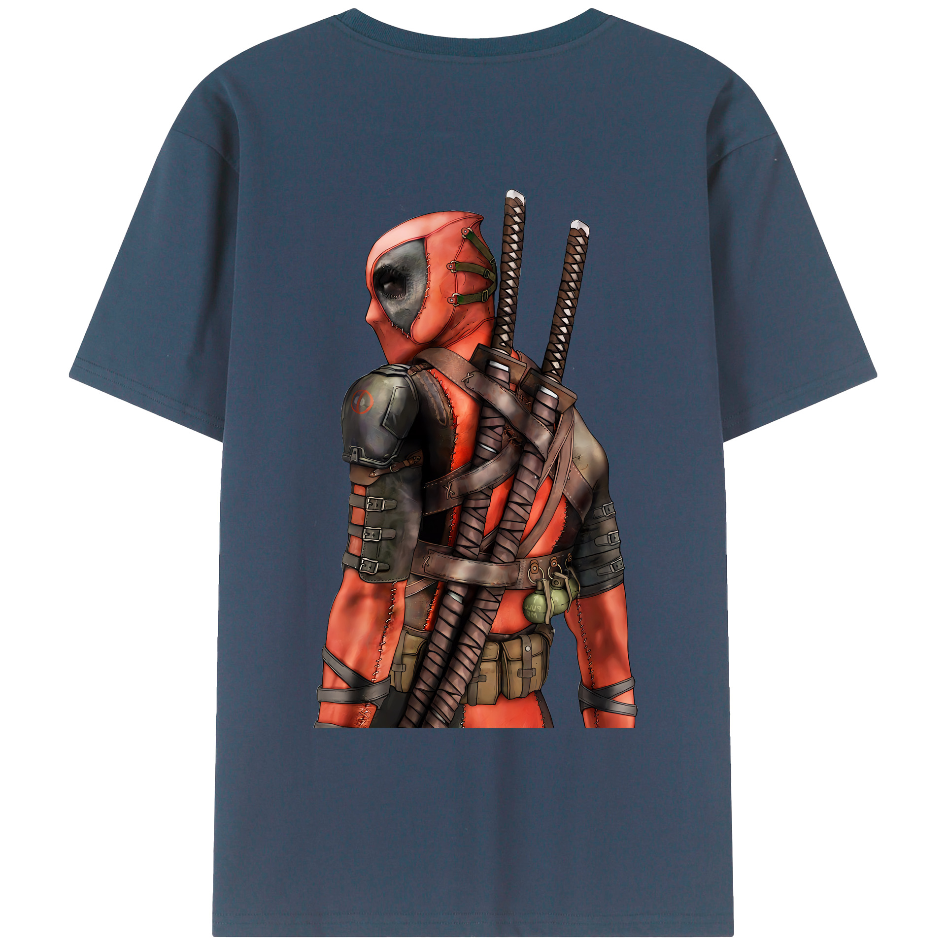 （画像用） Deadpool デッドプール 綿100％ メンズ半袖Tシャツ（バックプリント） 通気性