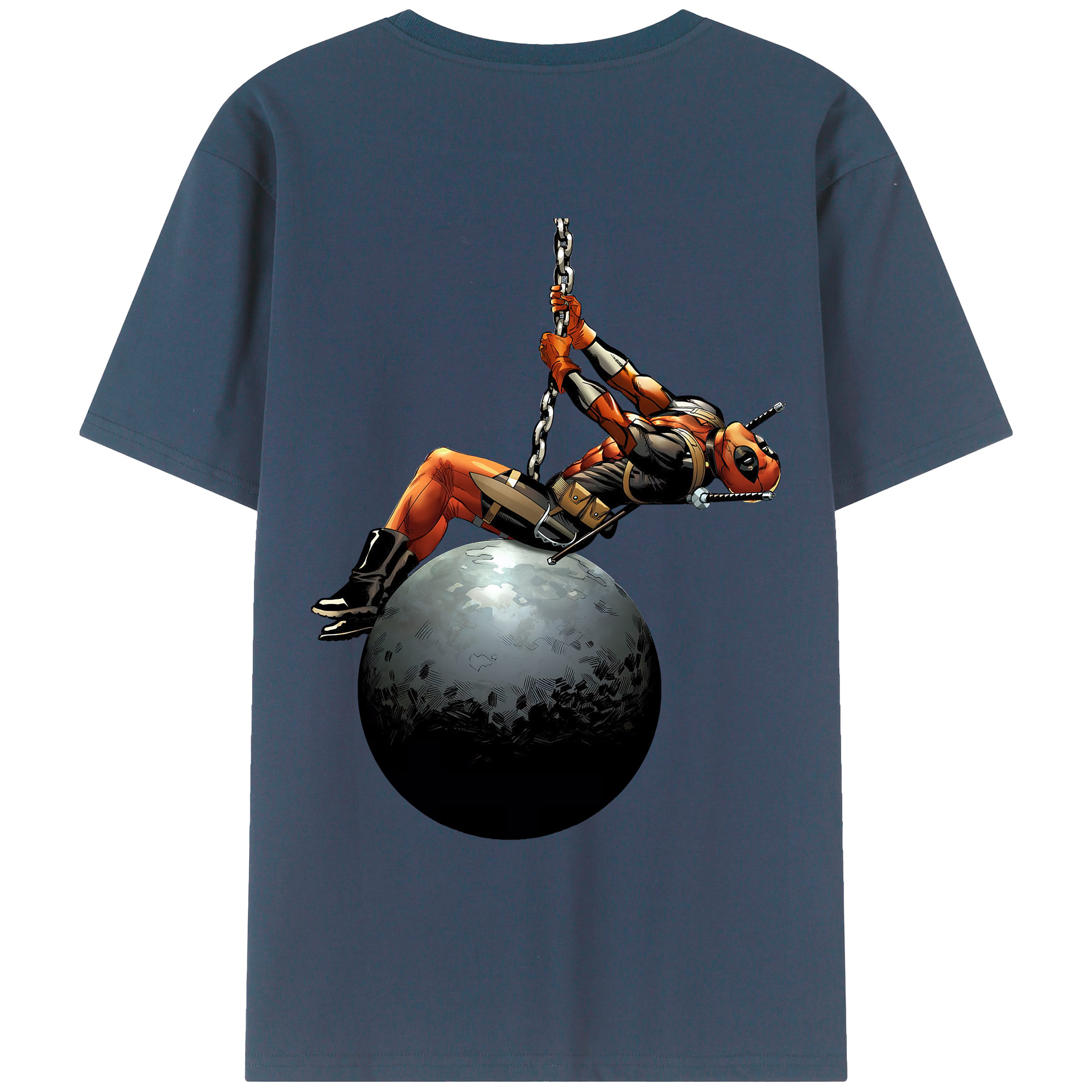 （画像用） Deadpool デッドプール 綿100％ メンズ半袖Tシャツ（バックプリント） 通気性