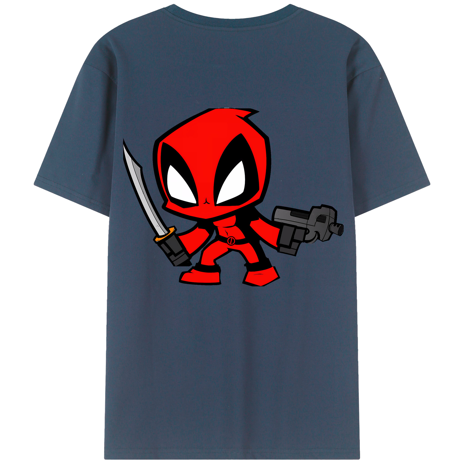 （画像用） Deadpool デッドプール 綿100％ メンズ半袖Tシャツ（バックプリント） 通気性