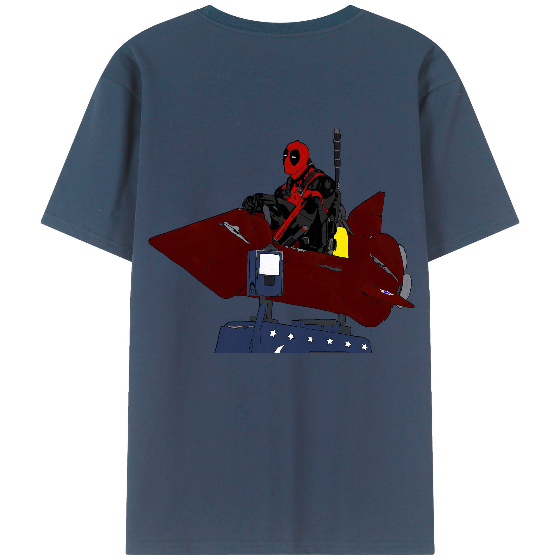 （画像用） Deadpool デッドプール 綿100％ メンズ半袖Tシャツ（バックプリント） 通気性