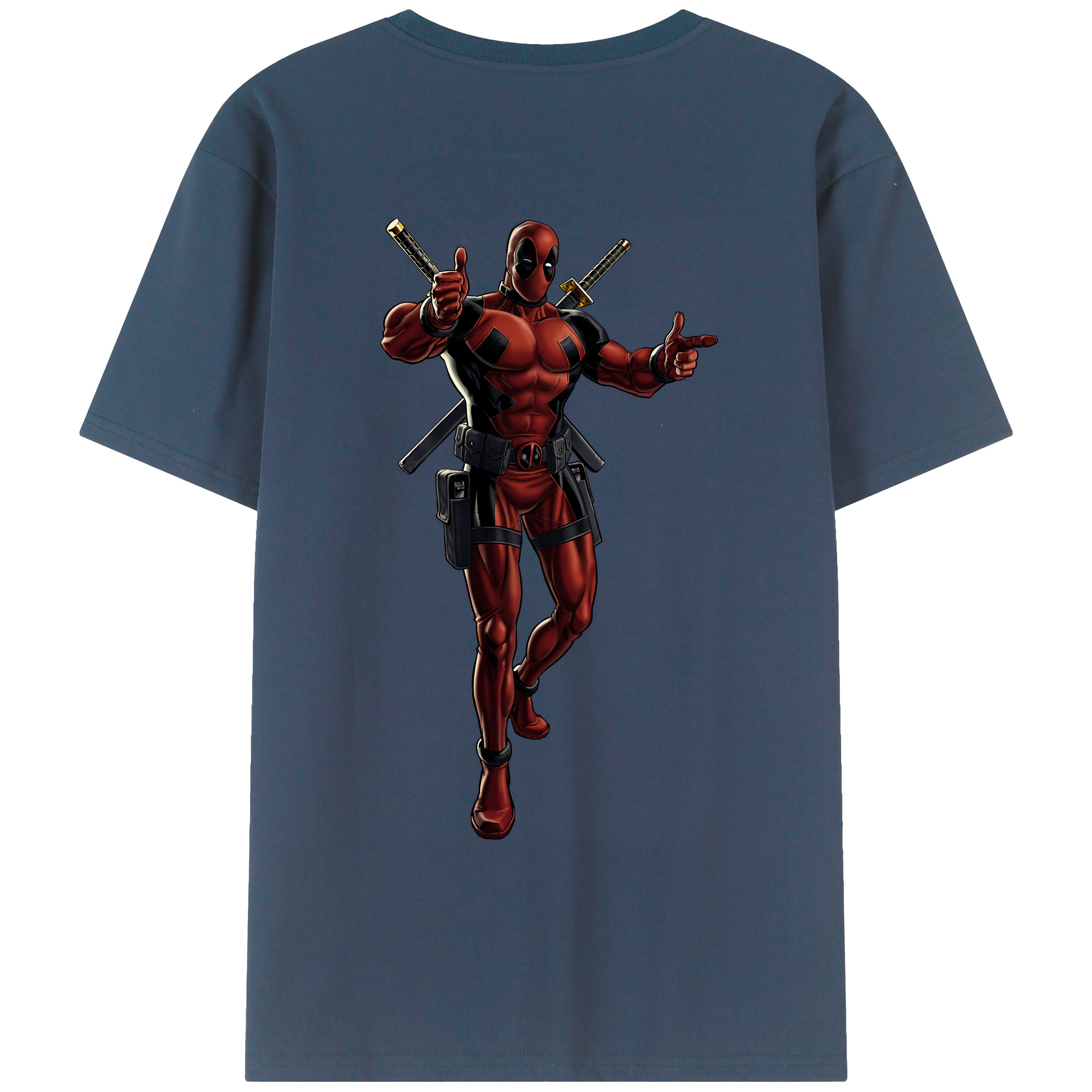 （画像用） Deadpool デッドプール 綿100％ メンズ半袖Tシャツ（バックプリント） 通気性