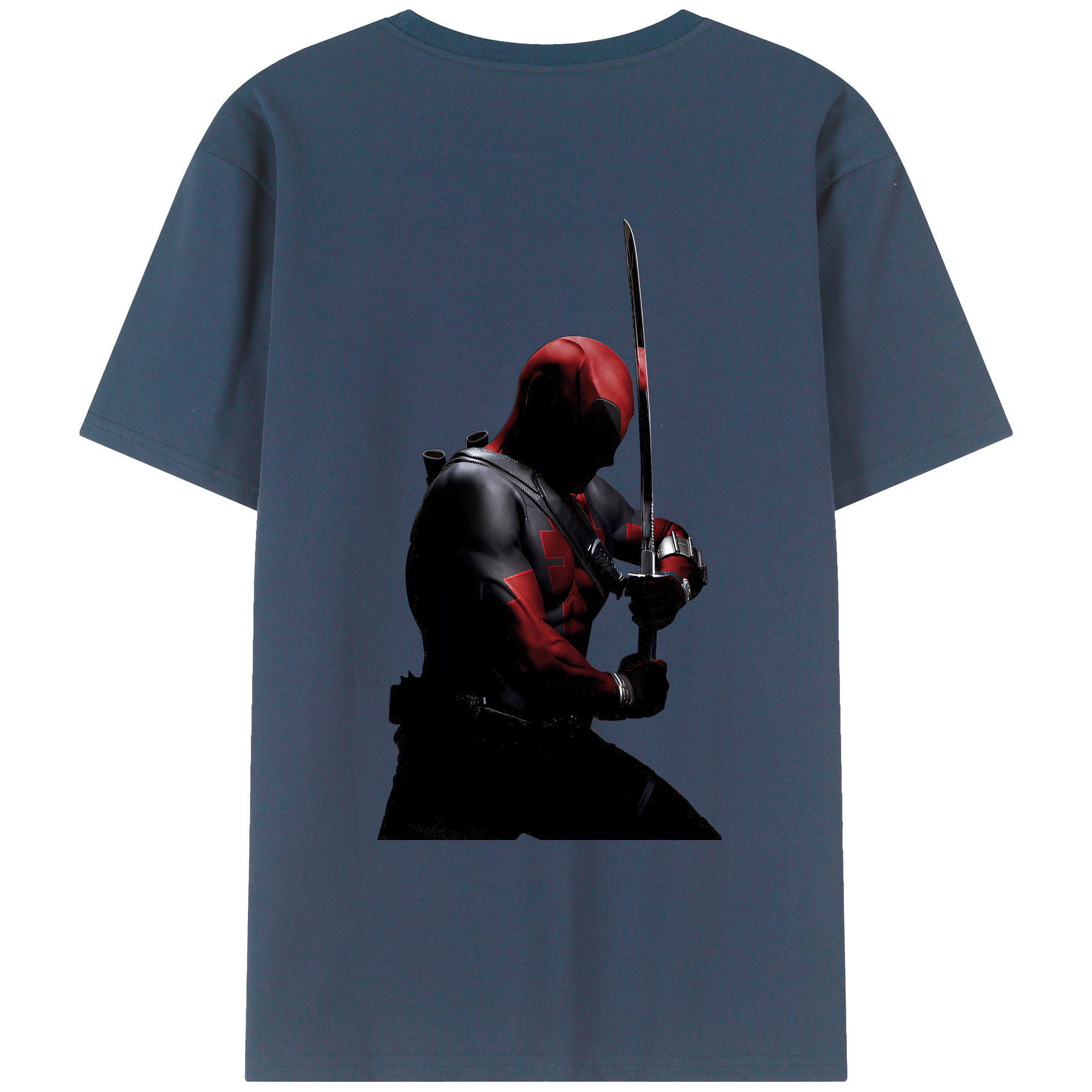 （画像用） Deadpool デッドプール 綿100％ メンズ半袖Tシャツ（バックプリント） 通気性