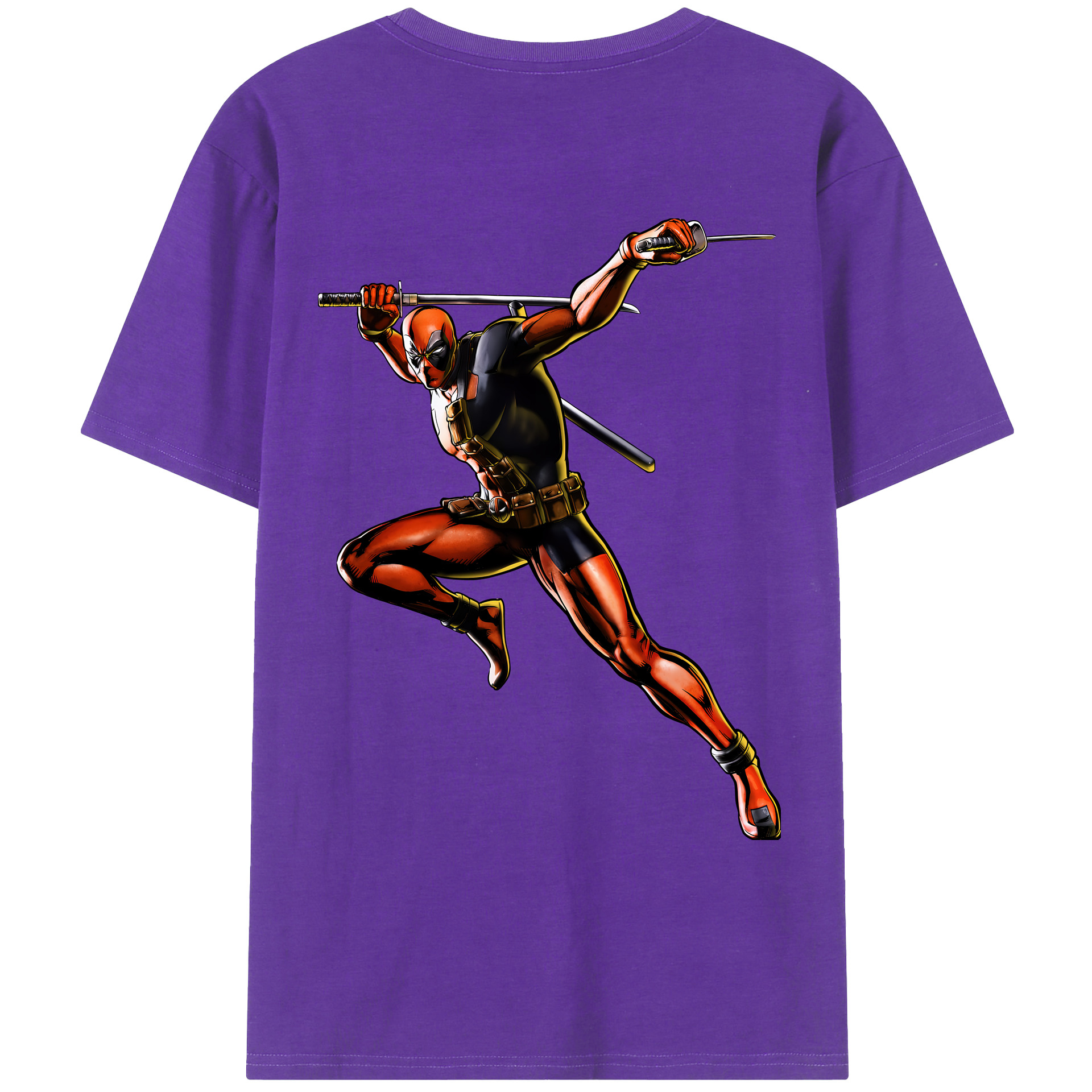（画像用） Deadpool デッドプール 綿100％ メンズ半袖Tシャツ（バックプリント） 通気性