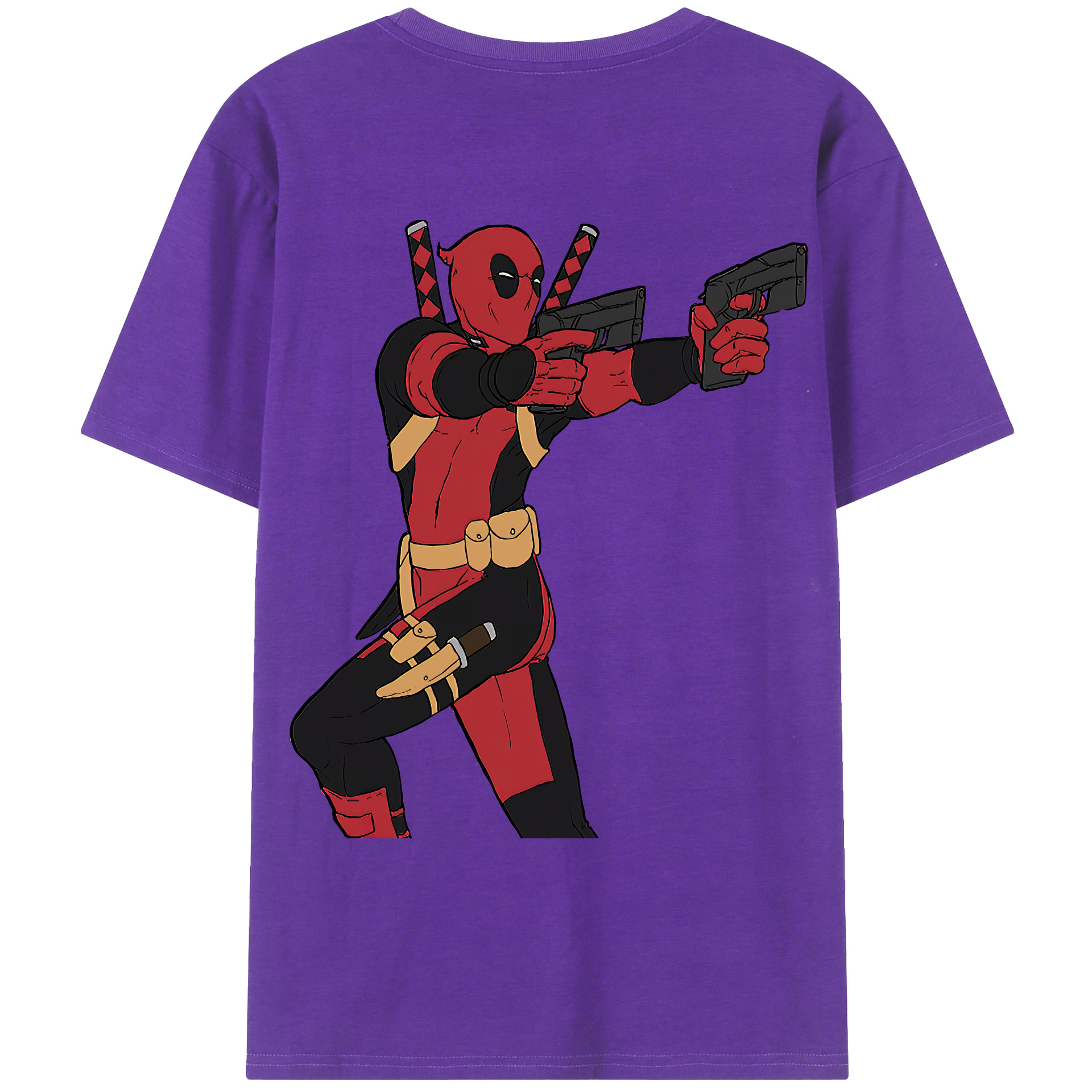 （画像用） Deadpool デッドプール 綿100％ メンズ半袖Tシャツ（バックプリント） 通気性