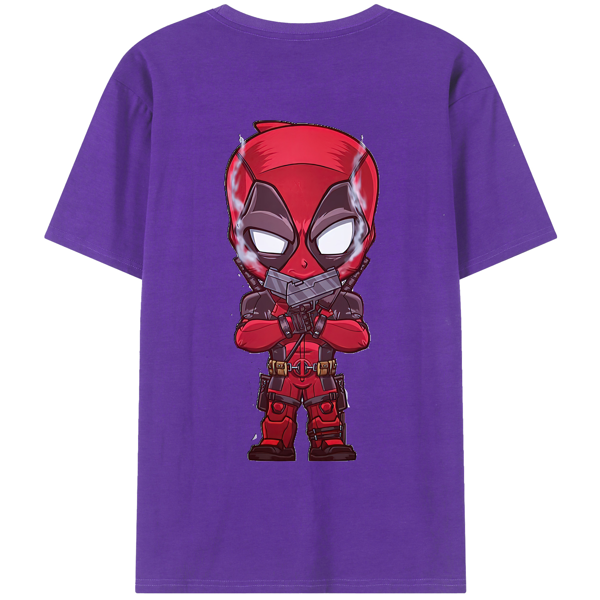 （画像用） Deadpool デッドプール 綿100％ メンズ半袖Tシャツ（バックプリント） 通気性