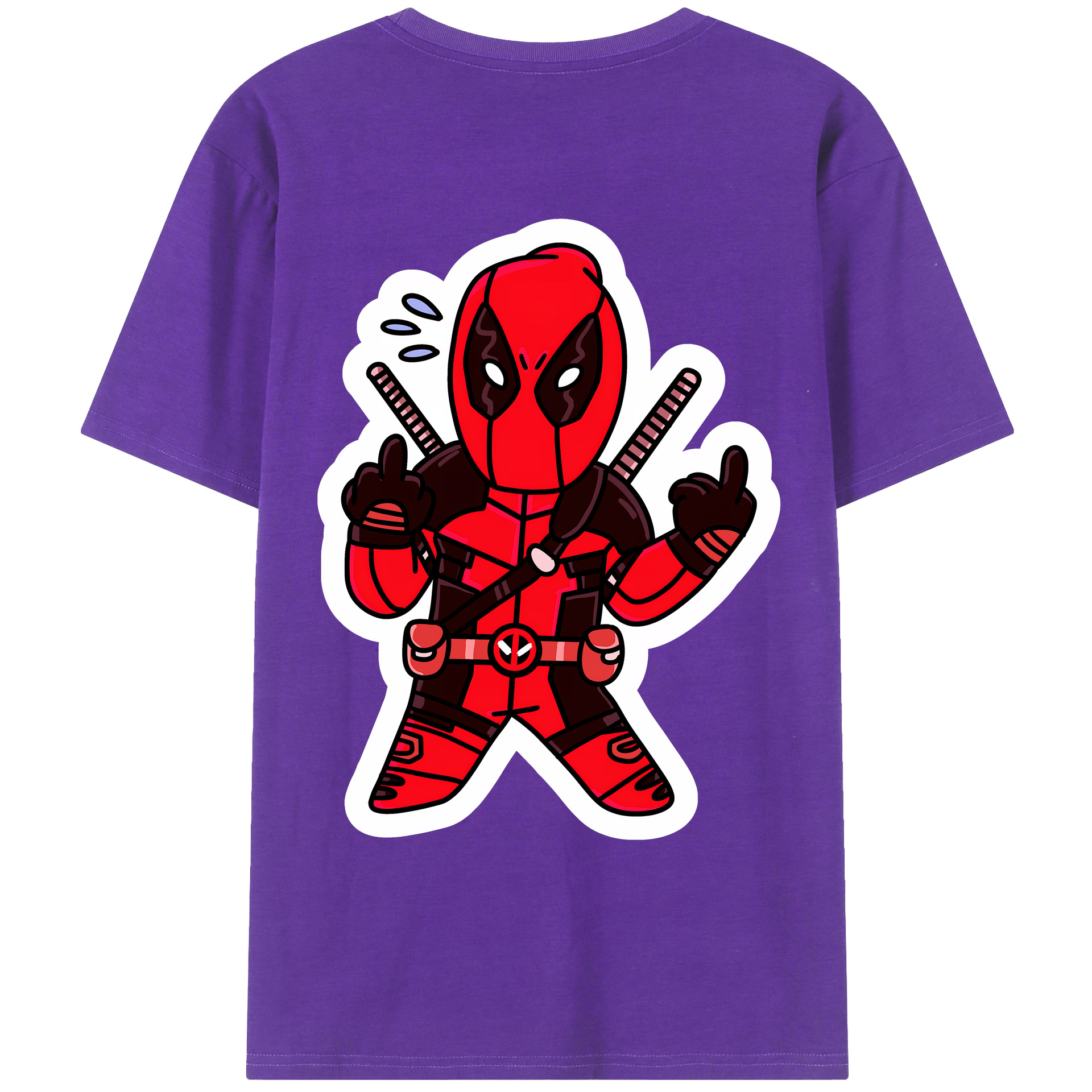 （画像用） Deadpool デッドプール 綿100％ メンズ半袖Tシャツ（バックプリント） 通気性