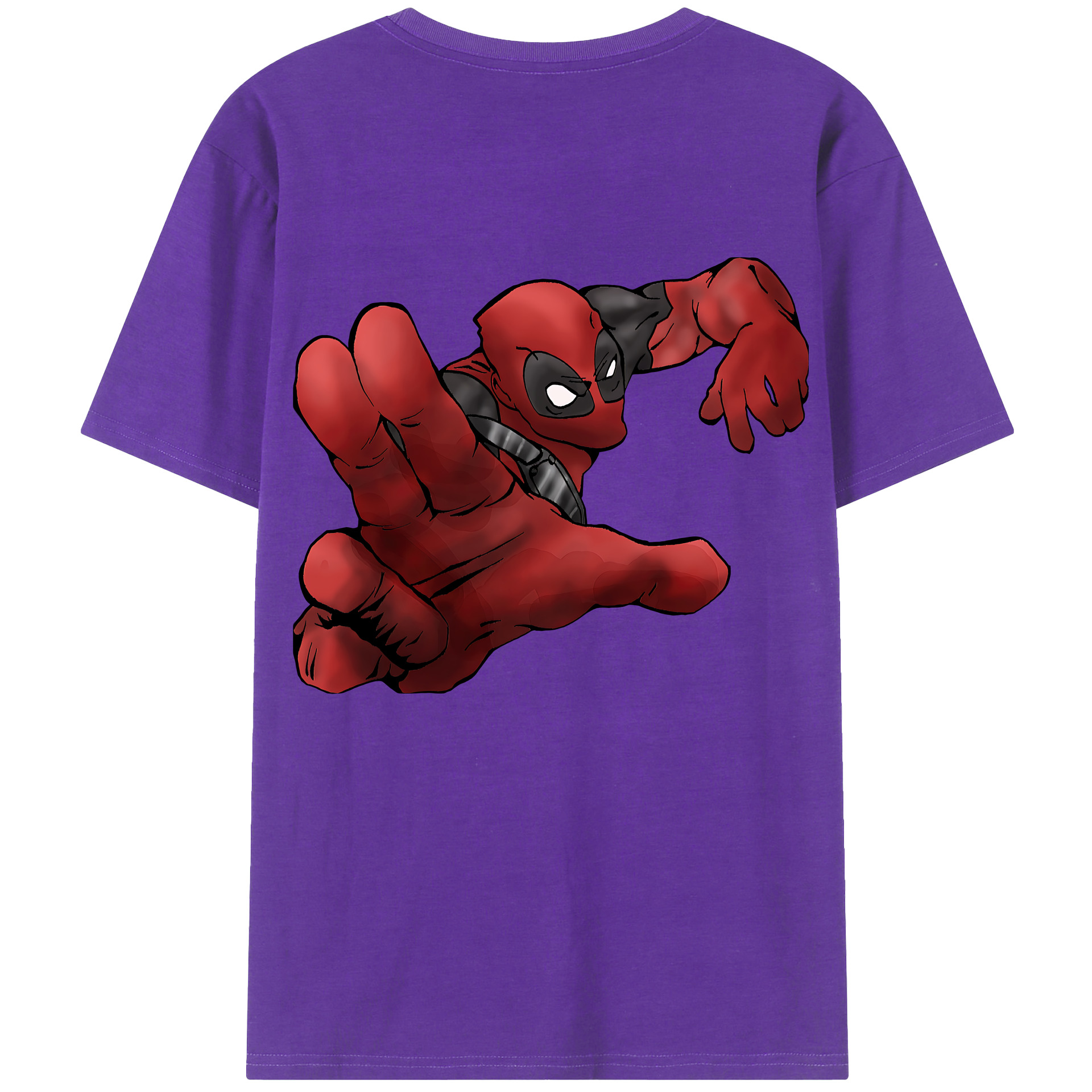 （画像用） Deadpool デッドプール 綿100％ メンズ半袖Tシャツ（バックプリント） 通気性