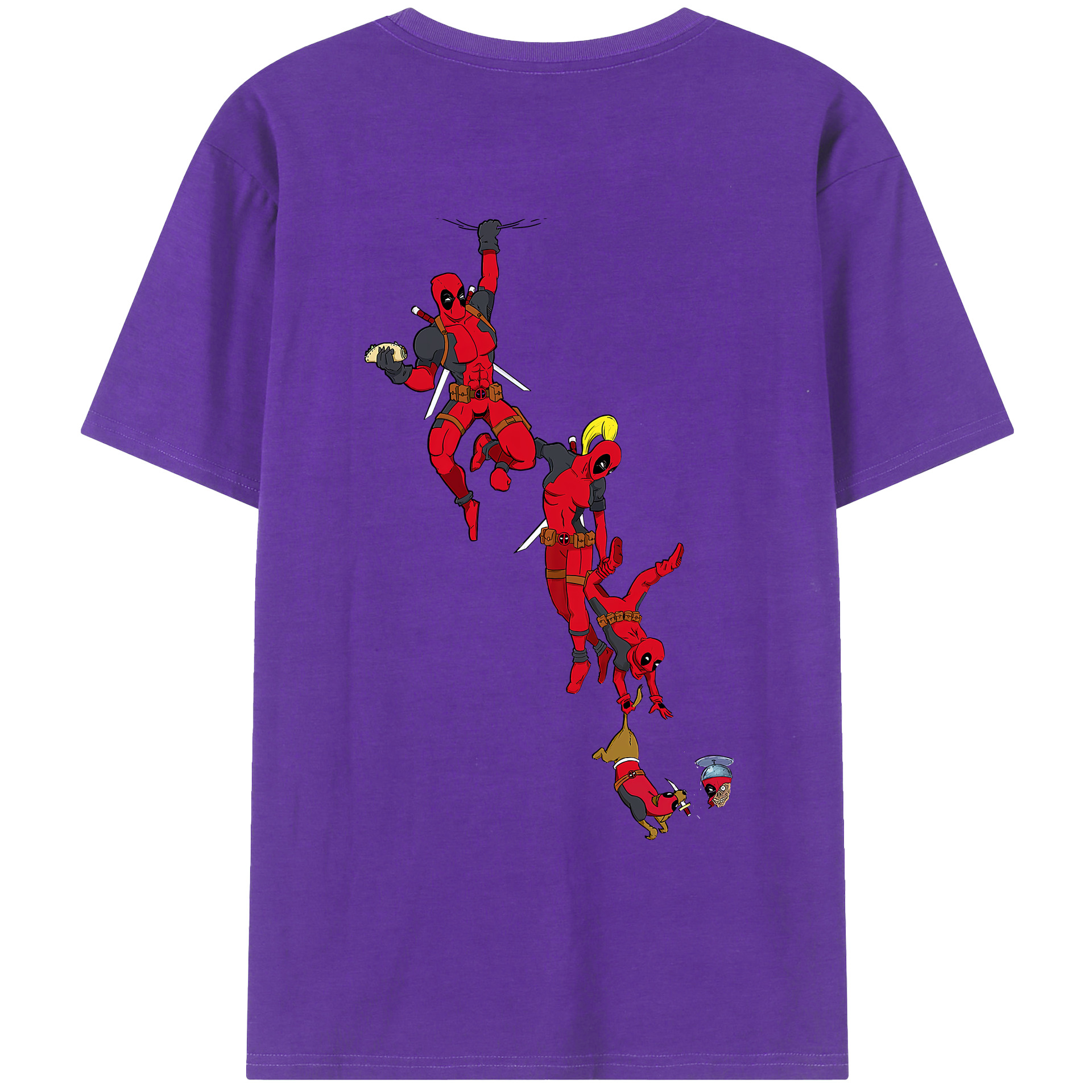 （画像用） Deadpool デッドプール 綿100％ メンズ半袖Tシャツ（バックプリント） 通気性