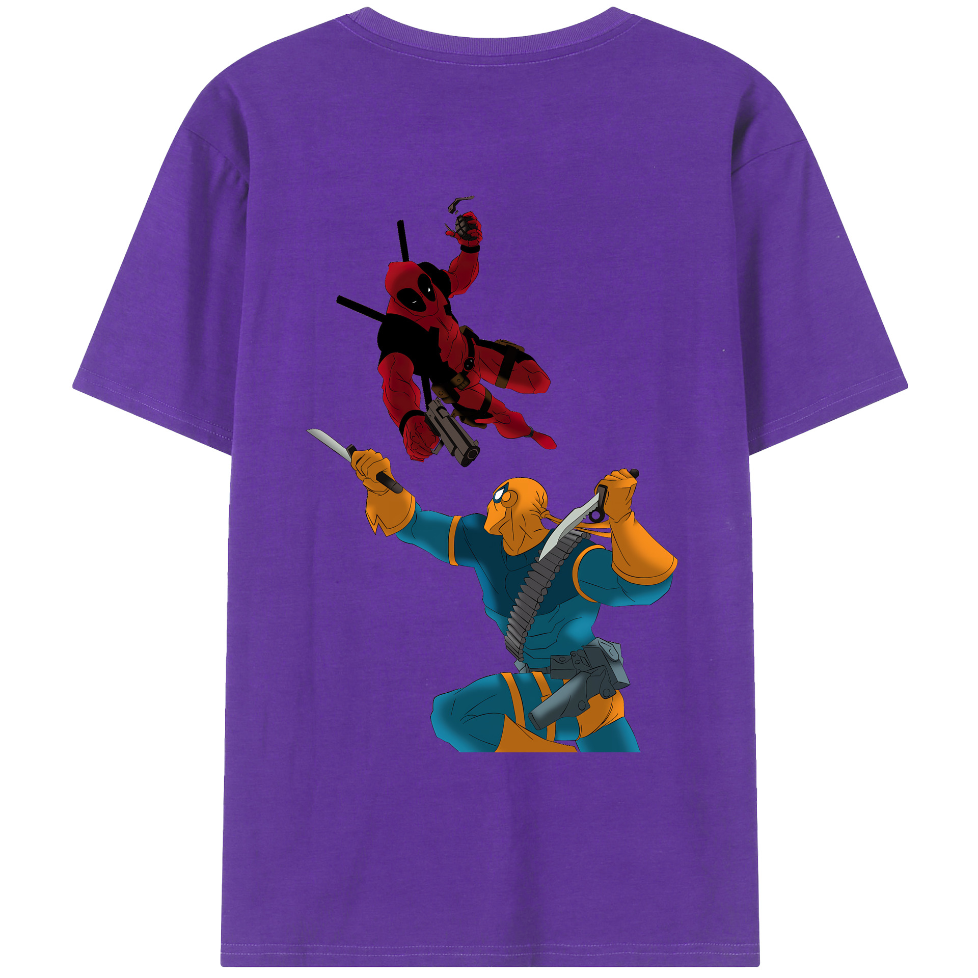 （画像用） Deadpool デッドプール 綿100％ メンズ半袖Tシャツ（バックプリント） 通気性