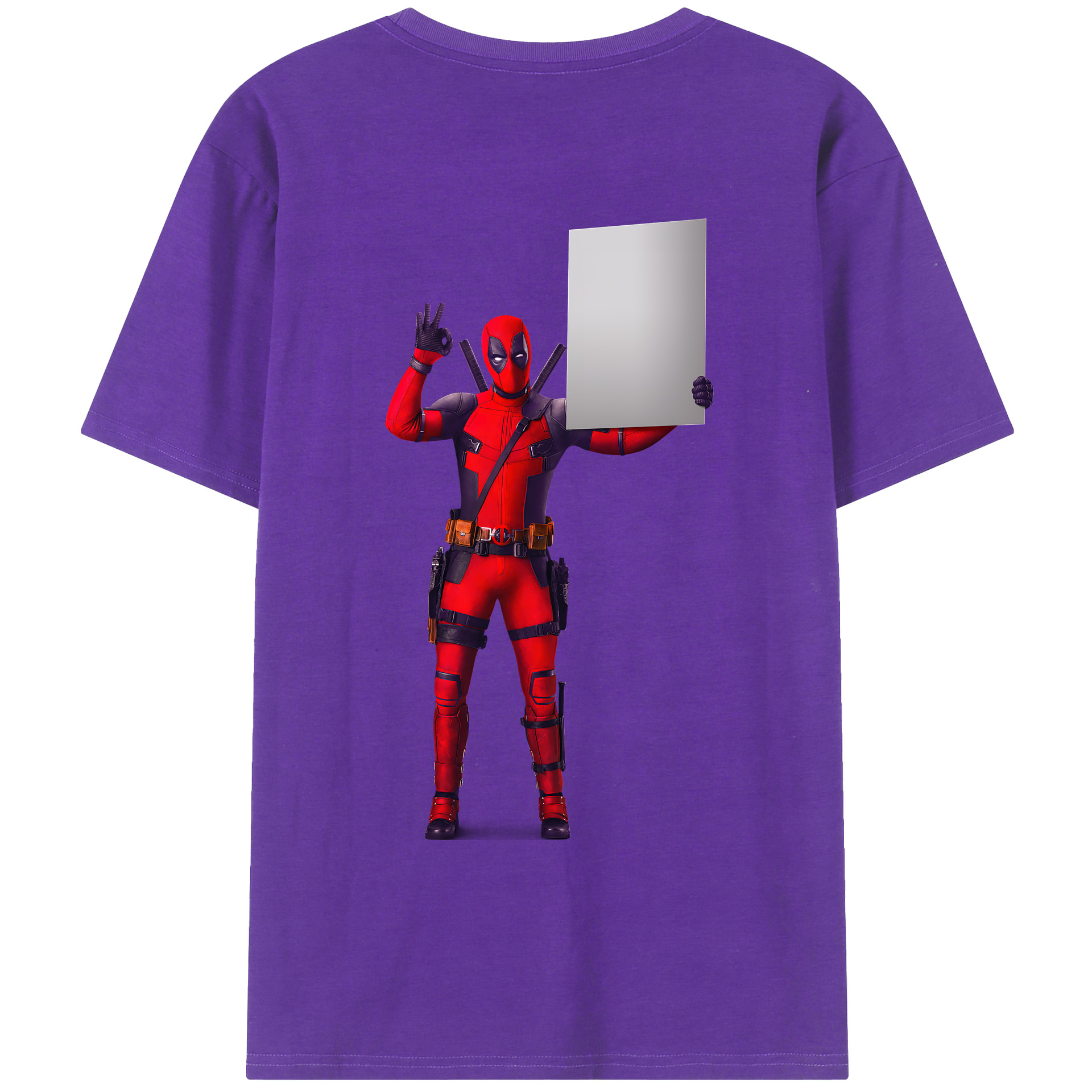 （画像用） Deadpool デッドプール 綿100％ メンズ半袖Tシャツ（バックプリント） 通気性