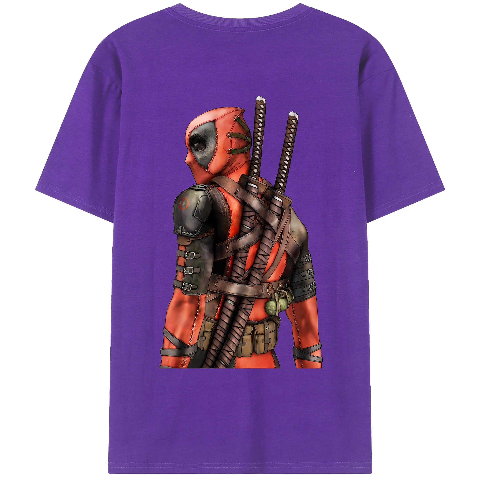 （画像用） Deadpool デッドプール 綿100％ メンズ半袖Tシャツ（バックプリント） 通気性