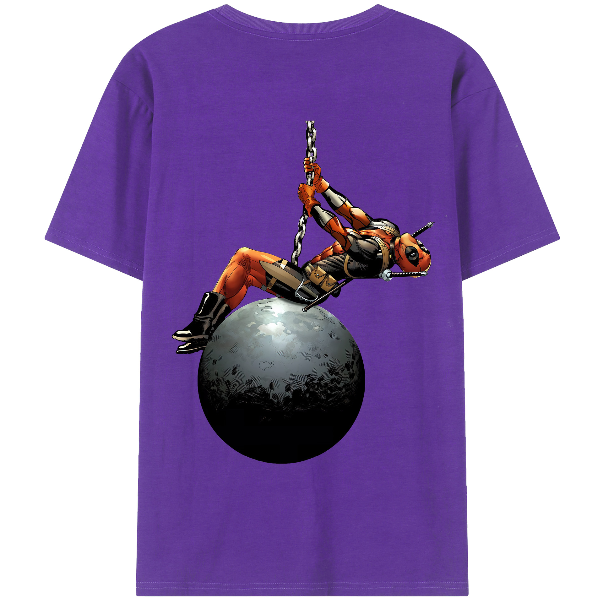 （画像用） Deadpool デッドプール 綿100％ メンズ半袖Tシャツ（バックプリント） 通気性