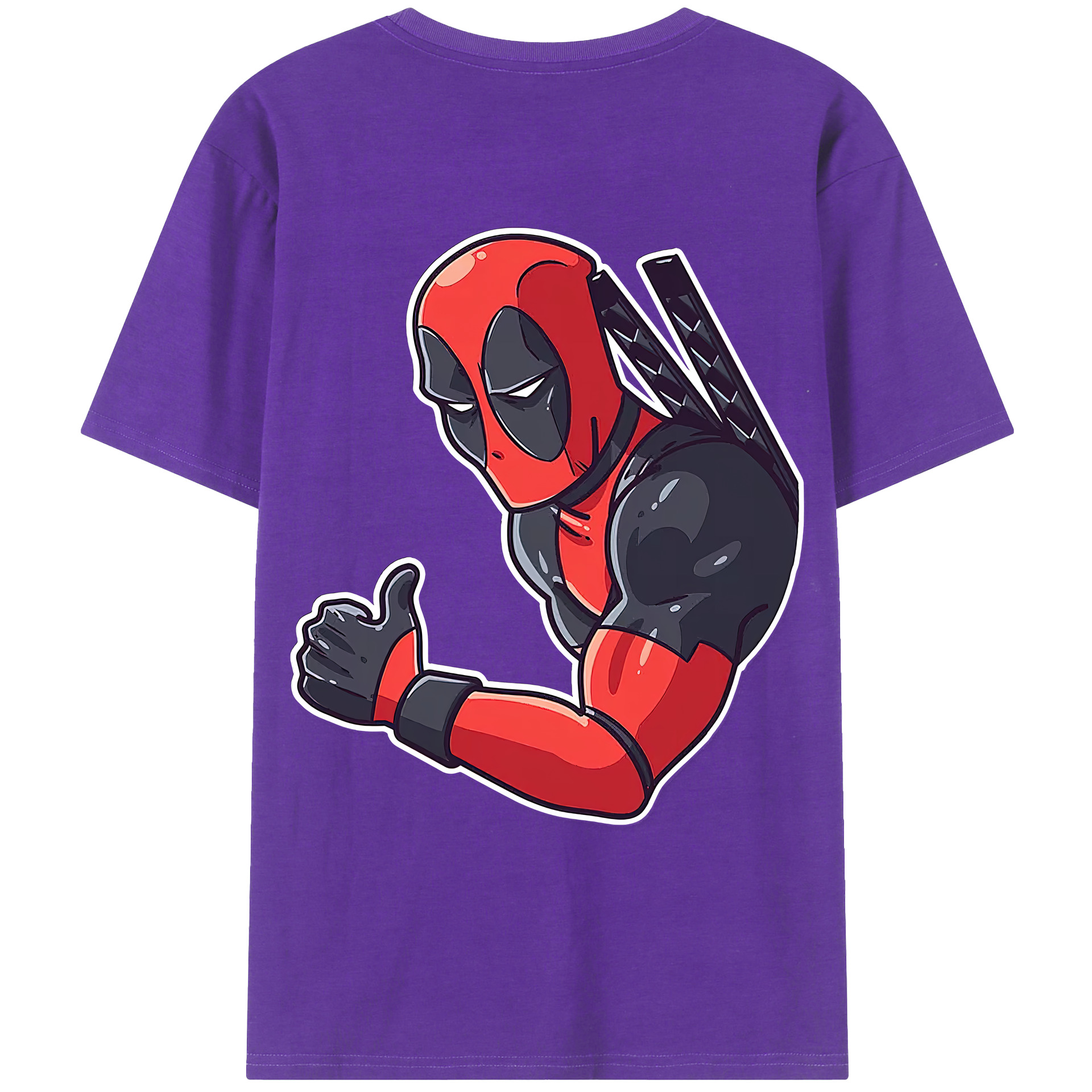 （画像用） Deadpool デッドプール 綿100％ メンズ半袖Tシャツ（バックプリント） 通気性