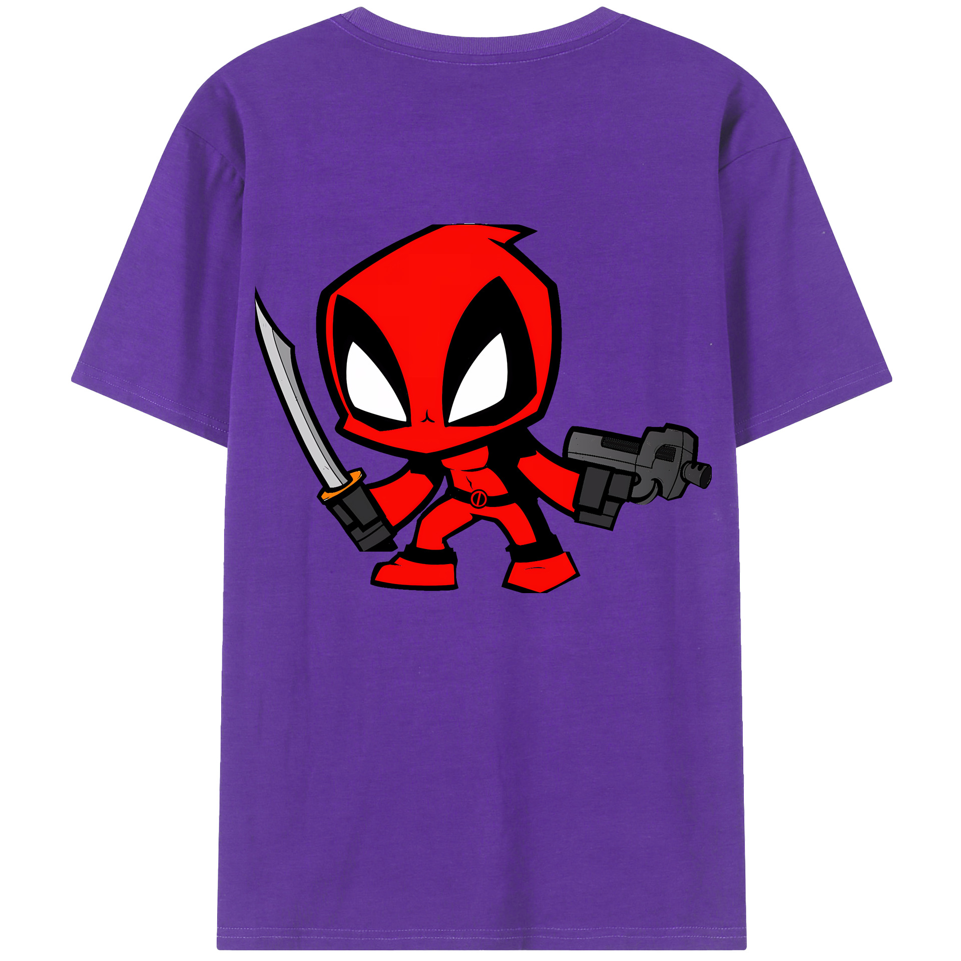 （画像用） Deadpool デッドプール 綿100％ メンズ半袖Tシャツ（バックプリント） 通気性