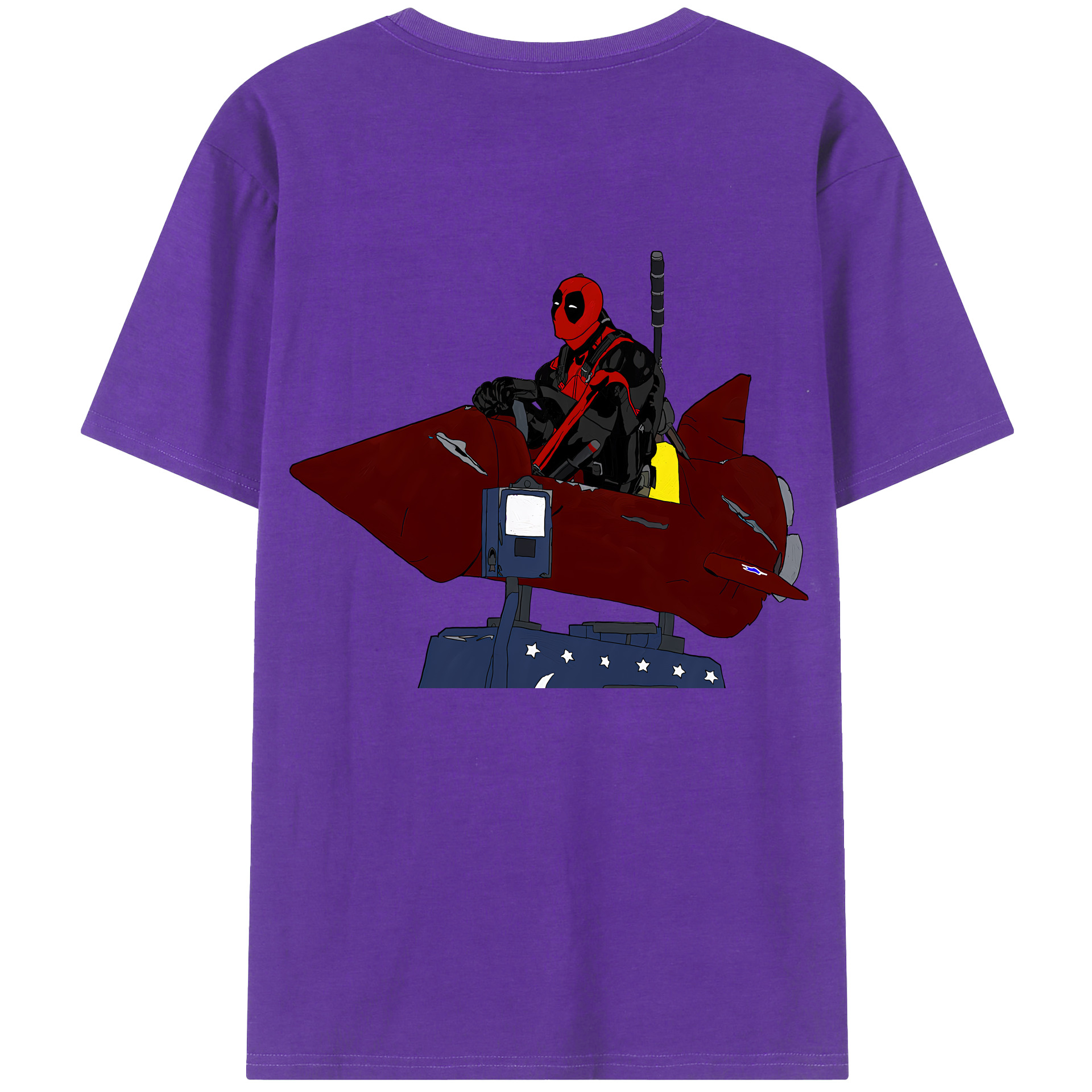 （画像用） Deadpool デッドプール 綿100％ メンズ半袖Tシャツ（バックプリント） 通気性