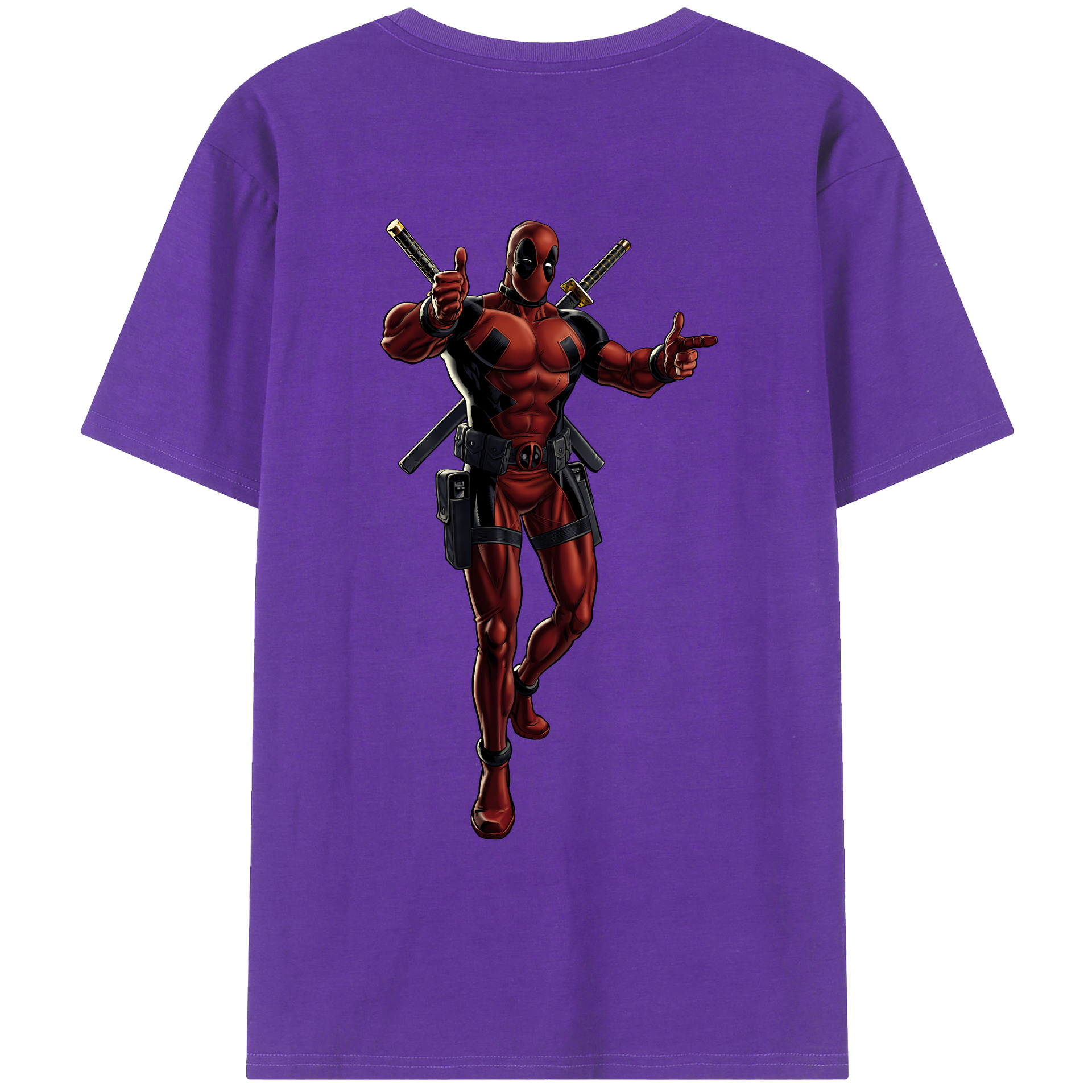（画像用） Deadpool デッドプール 綿100％ メンズ半袖Tシャツ（バックプリント） 通気性
