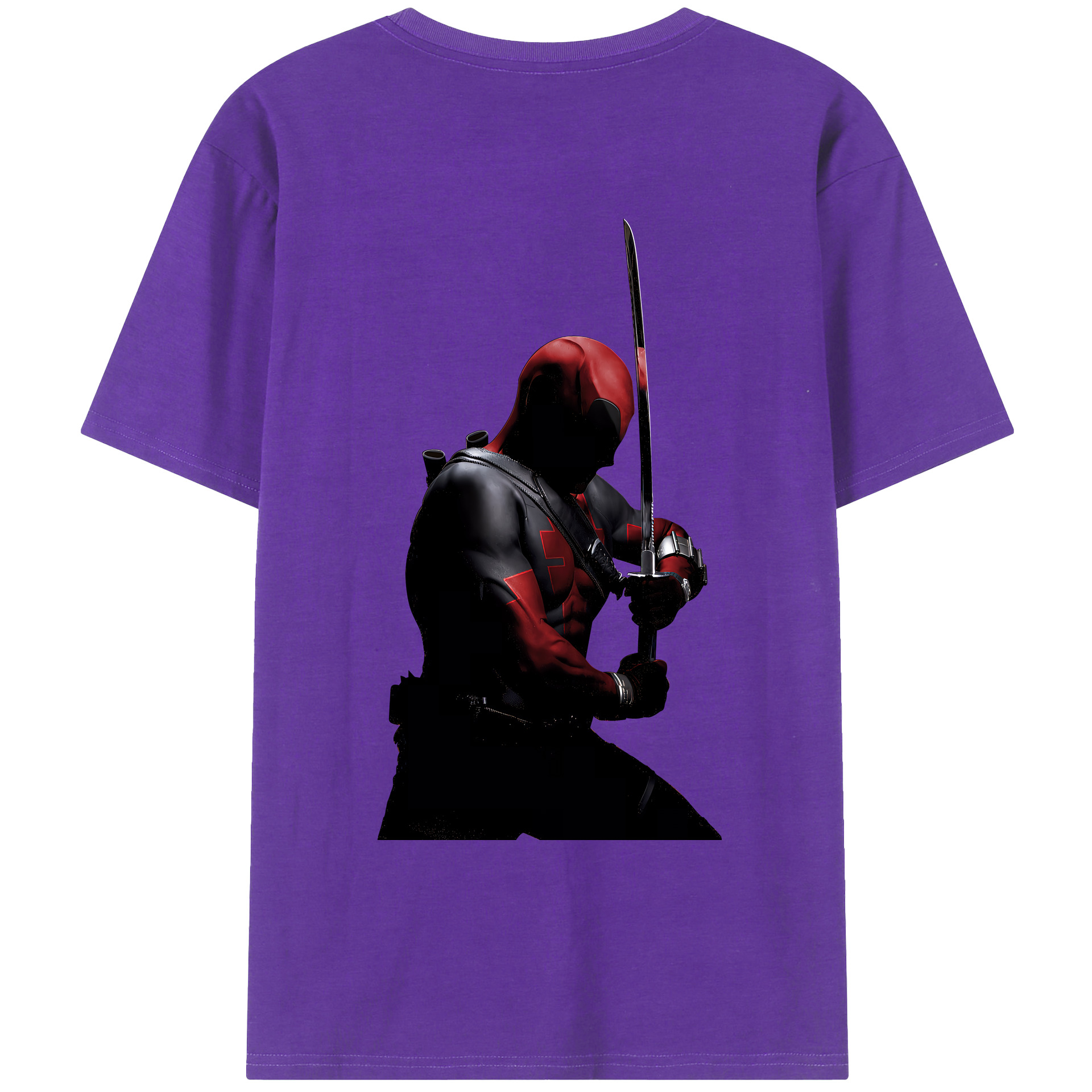 （画像用） Deadpool デッドプール 綿100％ メンズ半袖Tシャツ（バックプリント） 通気性