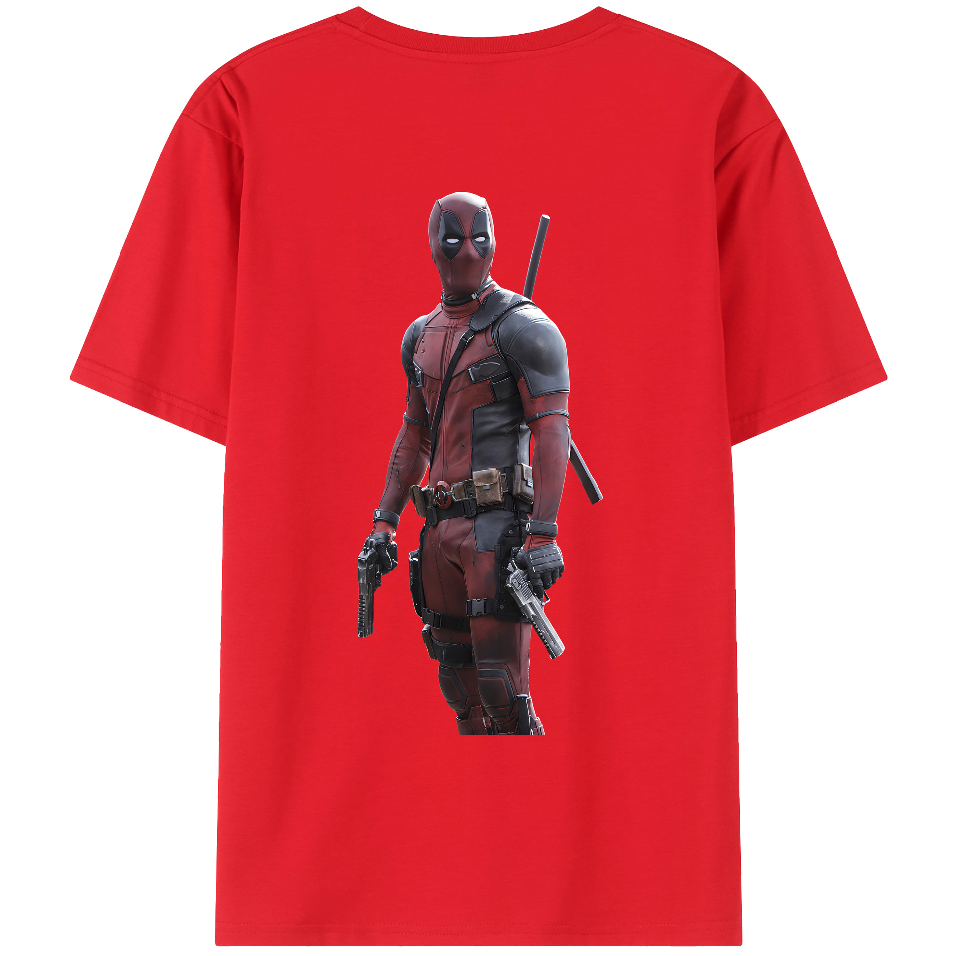 （画像用） Deadpool デッドプール 綿100％ メンズ半袖Tシャツ（バックプリント） 通気性