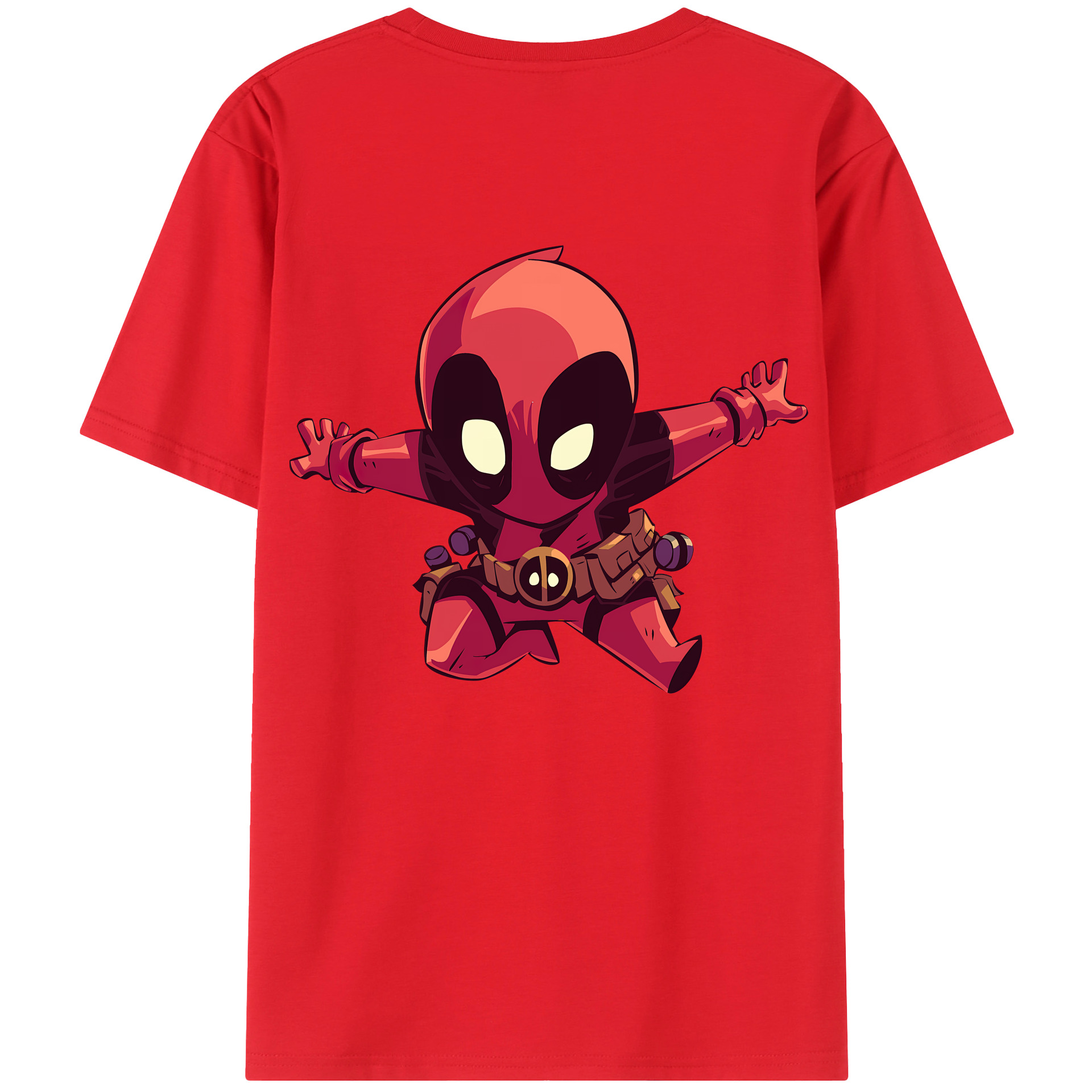 （画像用） Deadpool デッドプール 綿100％ メンズ半袖Tシャツ（バックプリント） 通気性
