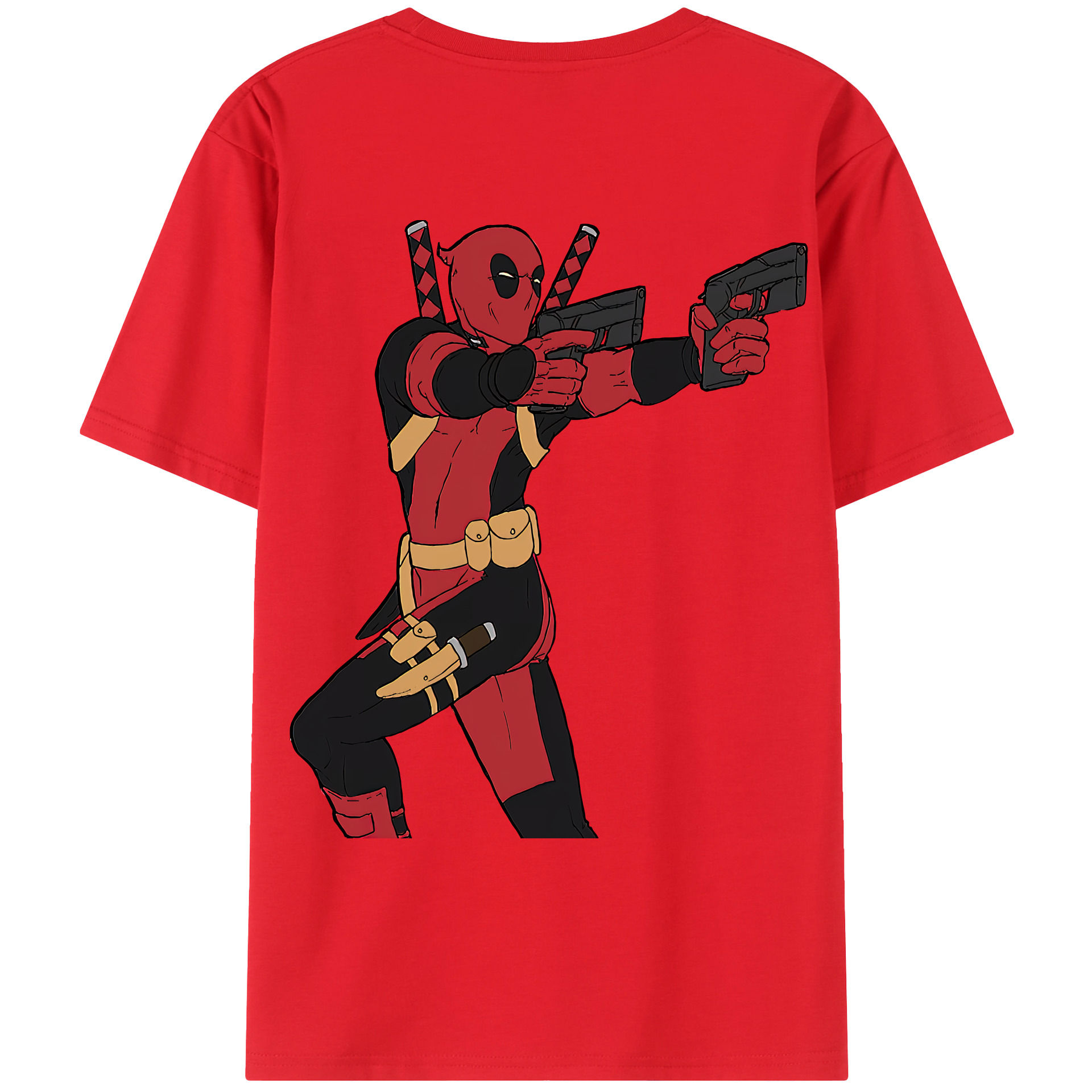 （画像用） Deadpool デッドプール 綿100％ メンズ半袖Tシャツ（バックプリント） 通気性