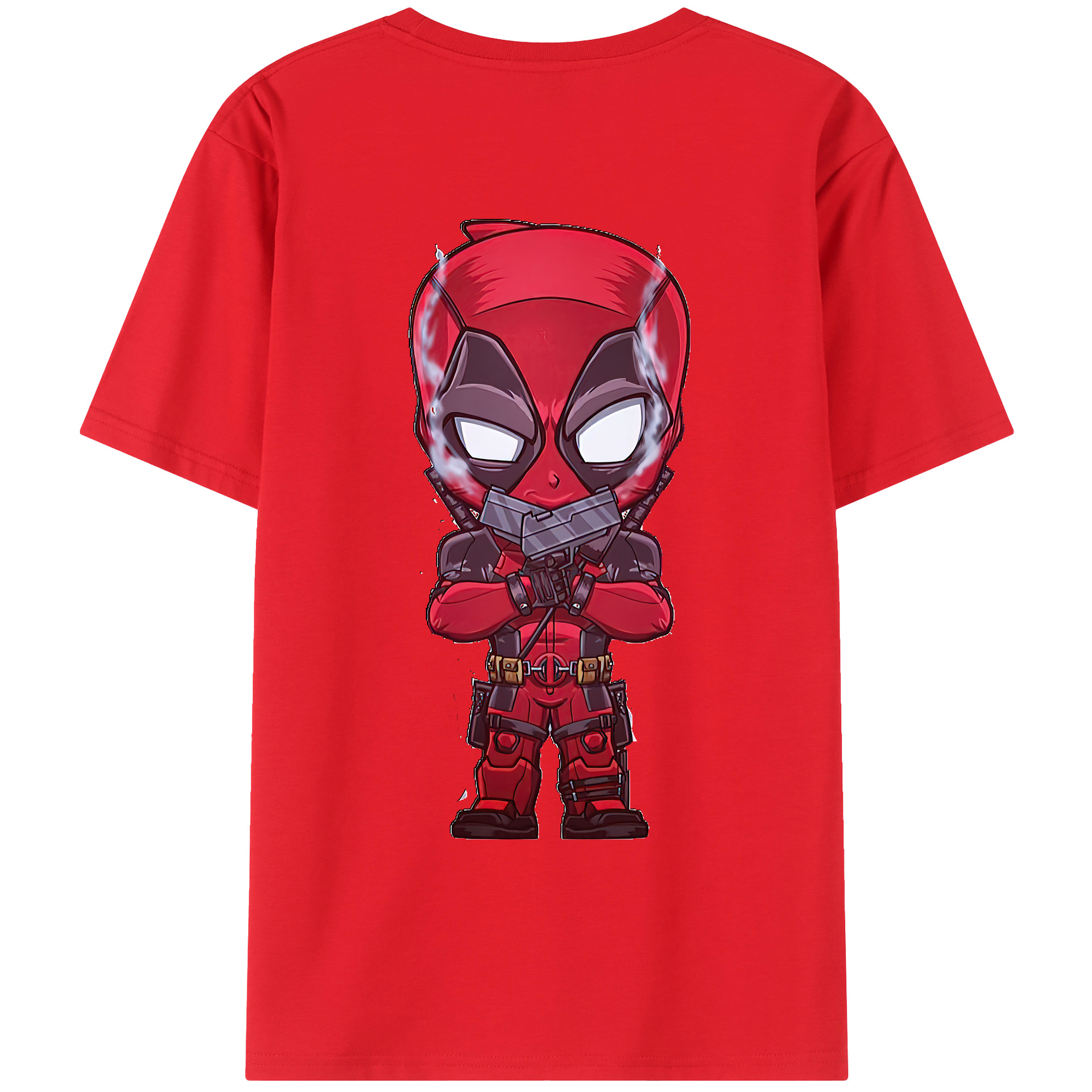 （画像用） Deadpool デッドプール 綿100％ メンズ半袖Tシャツ（バックプリント） 通気性