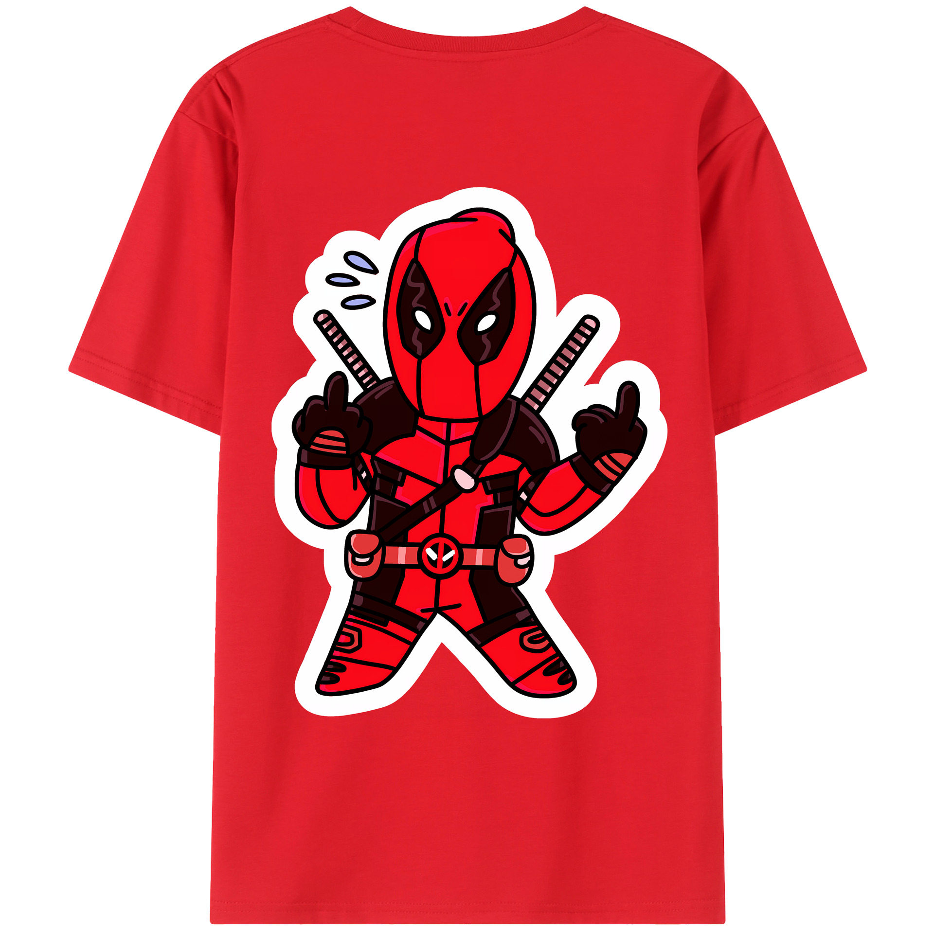 （画像用） Deadpool デッドプール 綿100％ メンズ半袖Tシャツ（バックプリント） 通気性