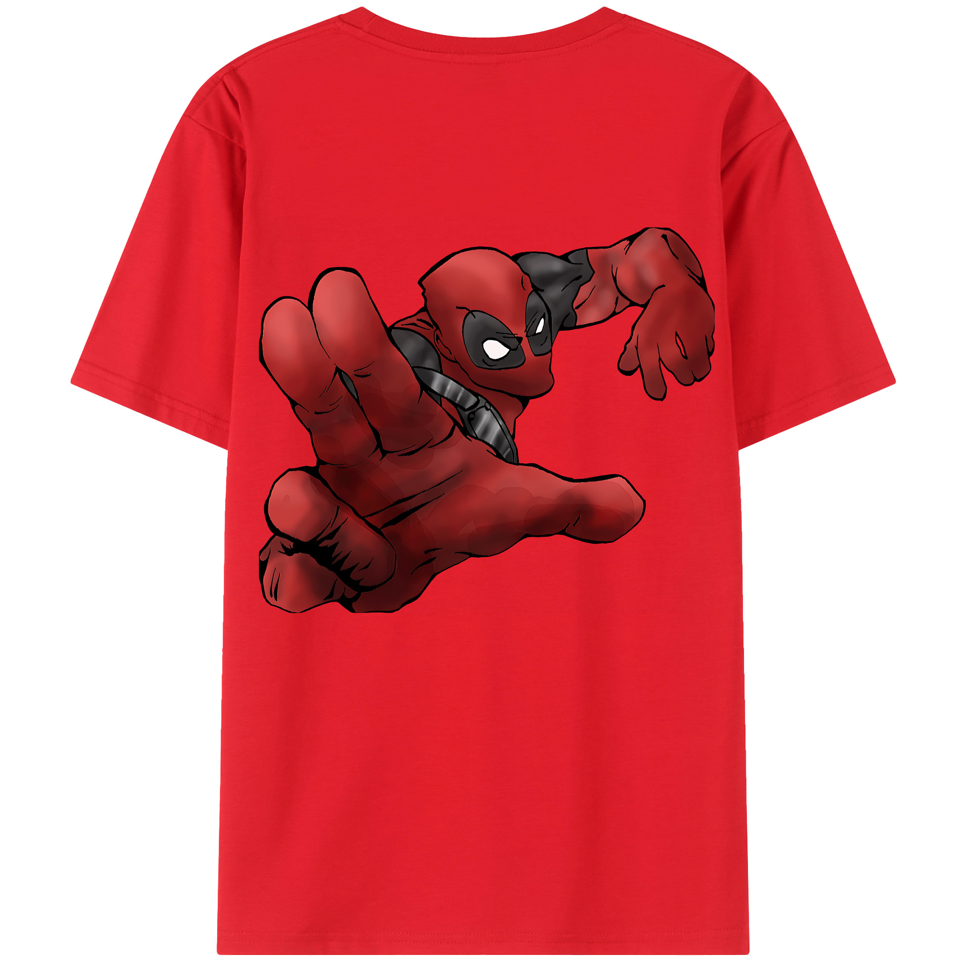 （画像用） Deadpool デッドプール 綿100％ メンズ半袖Tシャツ（バックプリント） 通気性