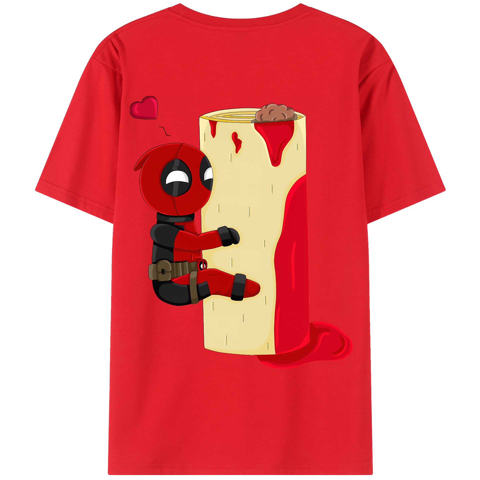（画像用） Deadpool デッドプール 綿100％ メンズ半袖Tシャツ（バックプリント） 通気性