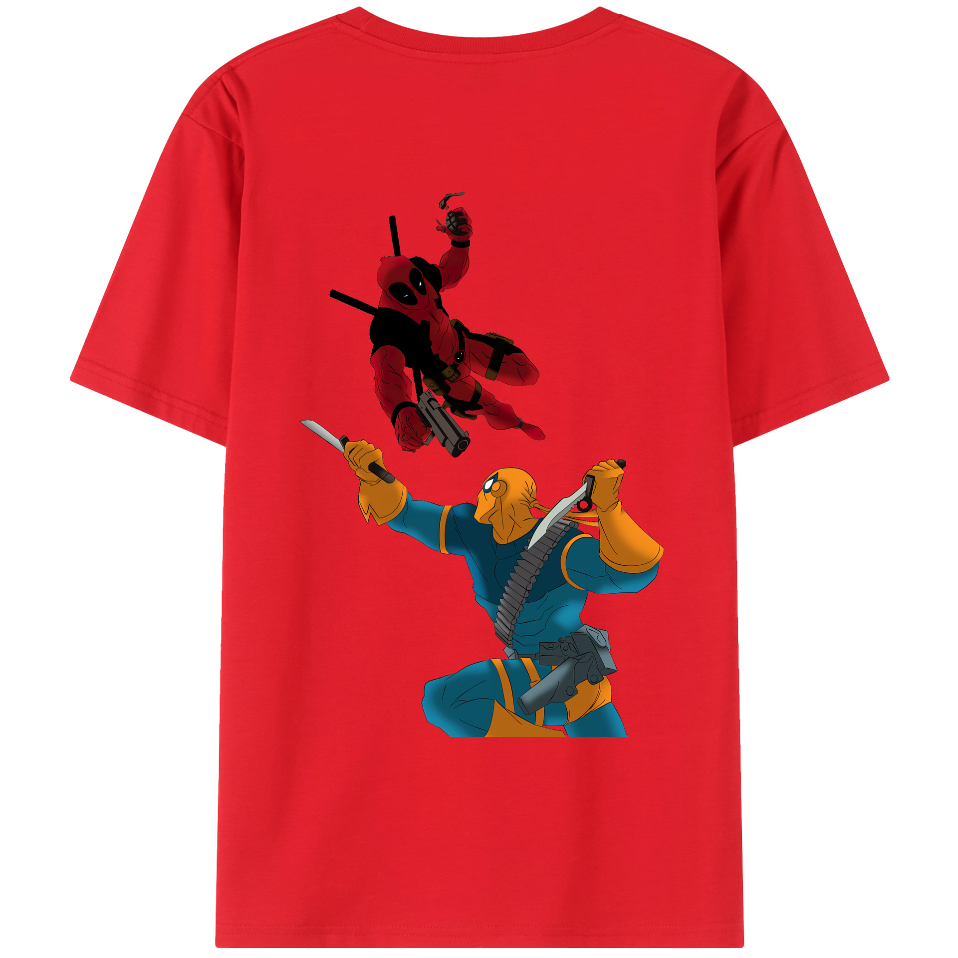 （画像用） Deadpool デッドプール 綿100％ メンズ半袖Tシャツ（バックプリント） 通気性