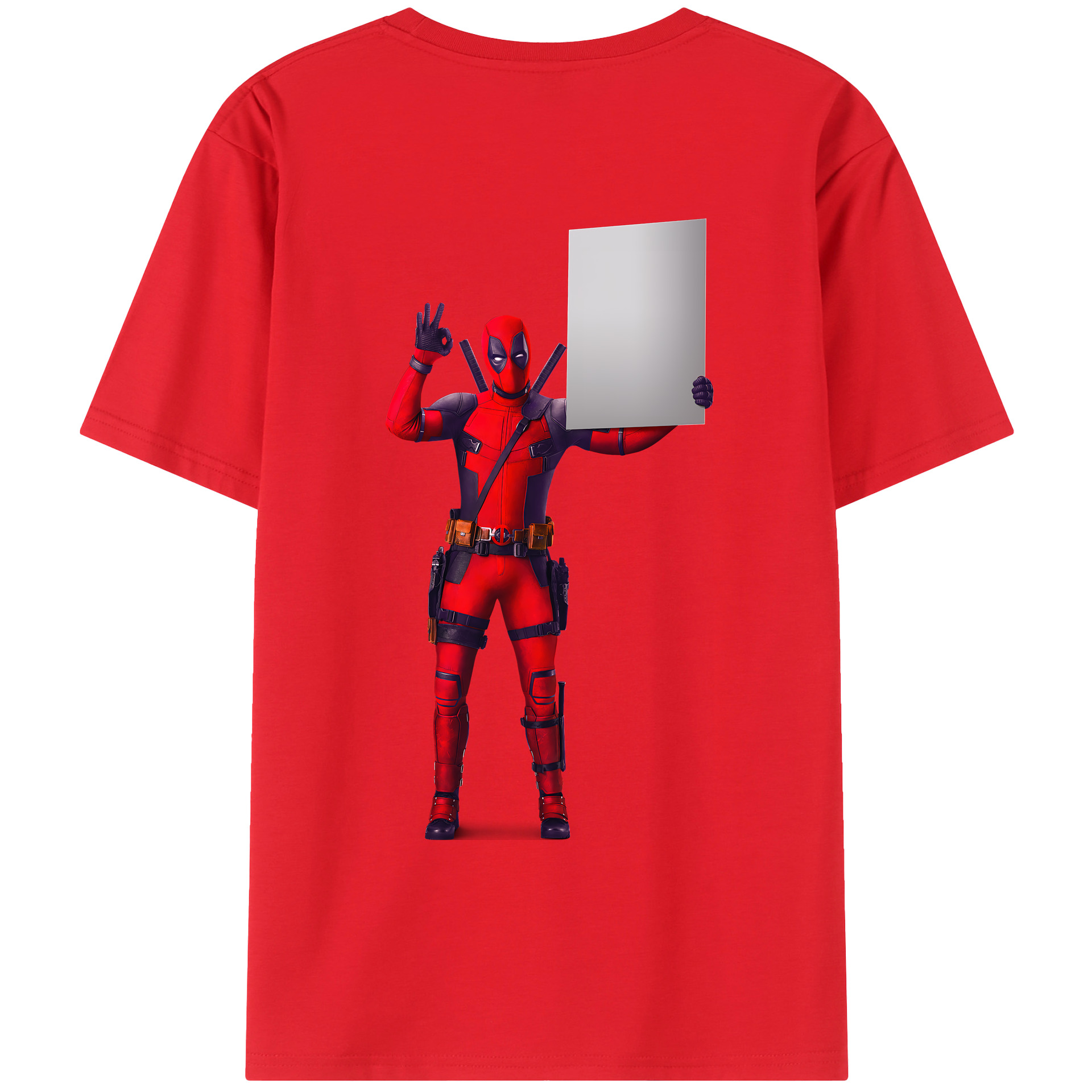 （画像用） Deadpool デッドプール 綿100％ メンズ半袖Tシャツ（バックプリント） 通気性