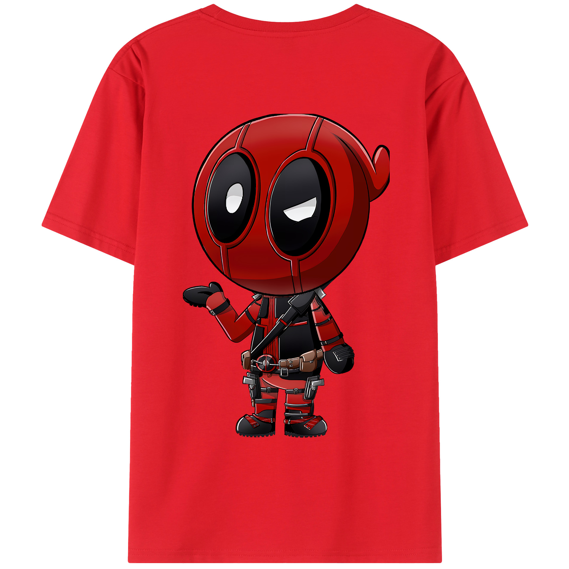 （画像用） Deadpool デッドプール 綿100％ メンズ半袖Tシャツ（バックプリント） 通気性