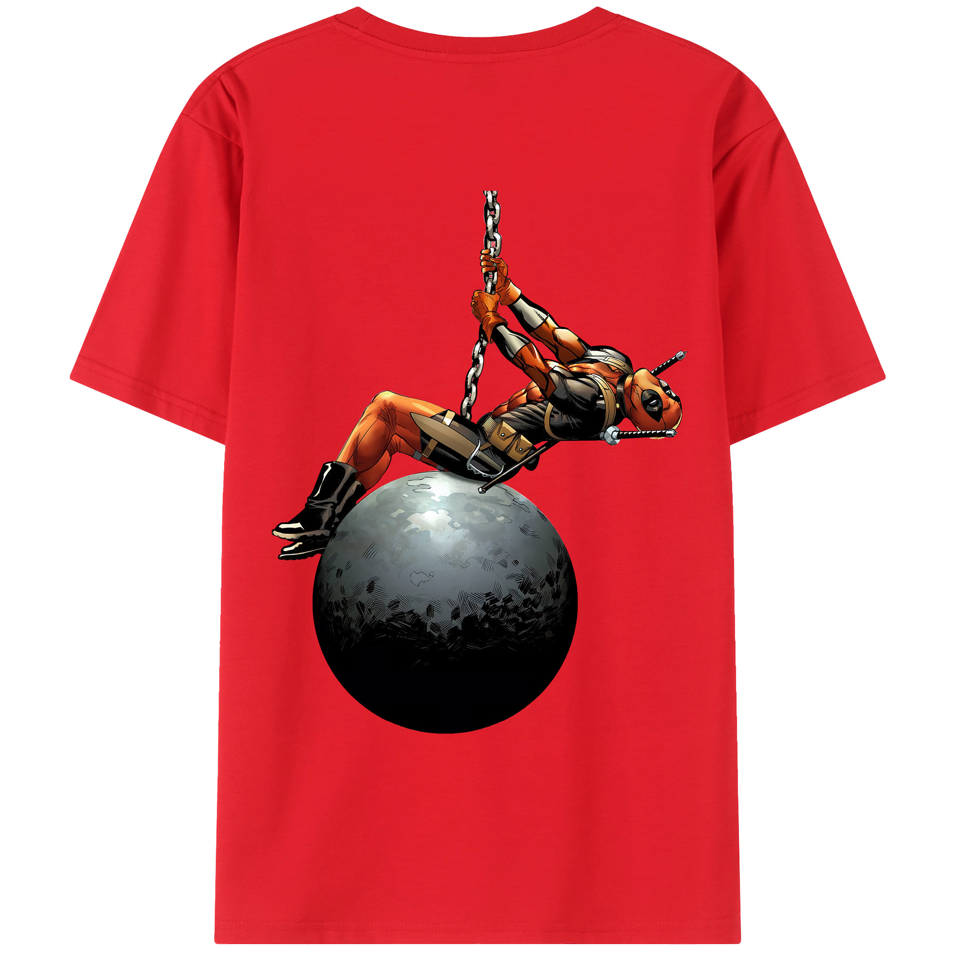 （画像用） Deadpool デッドプール 綿100％ メンズ半袖Tシャツ（バックプリント） 通気性