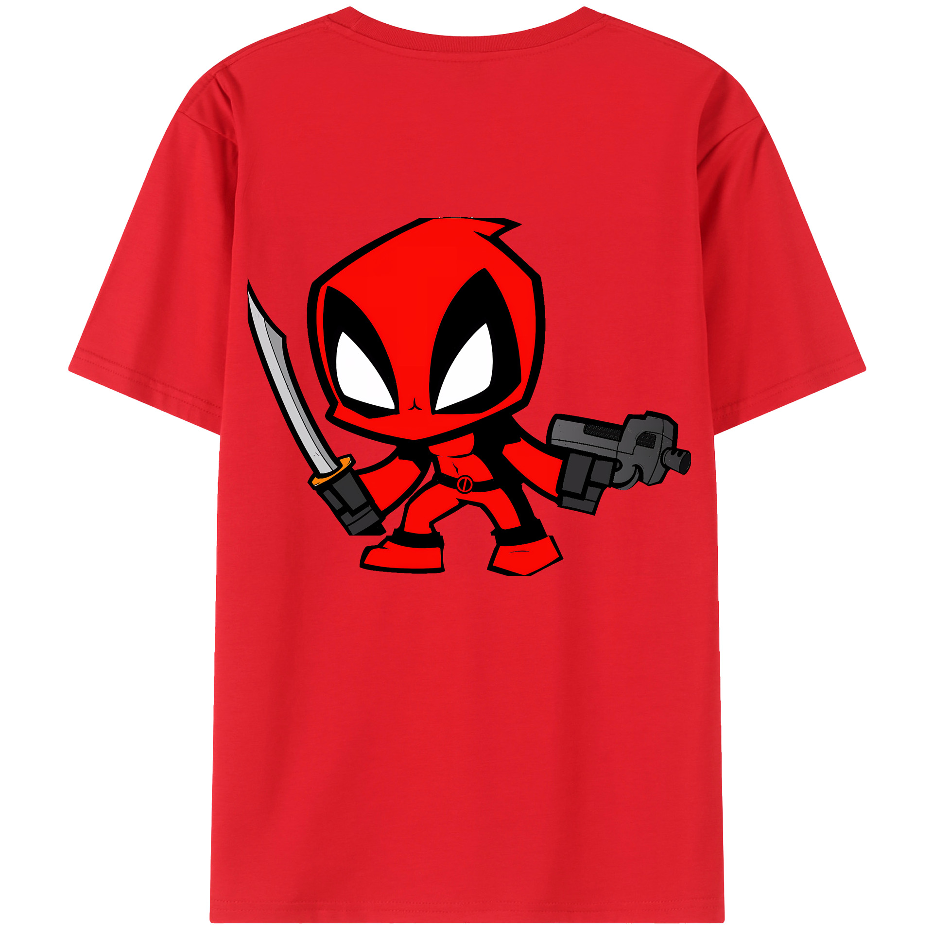 （画像用） Deadpool デッドプール 綿100％ メンズ半袖Tシャツ（バックプリント） 通気性
