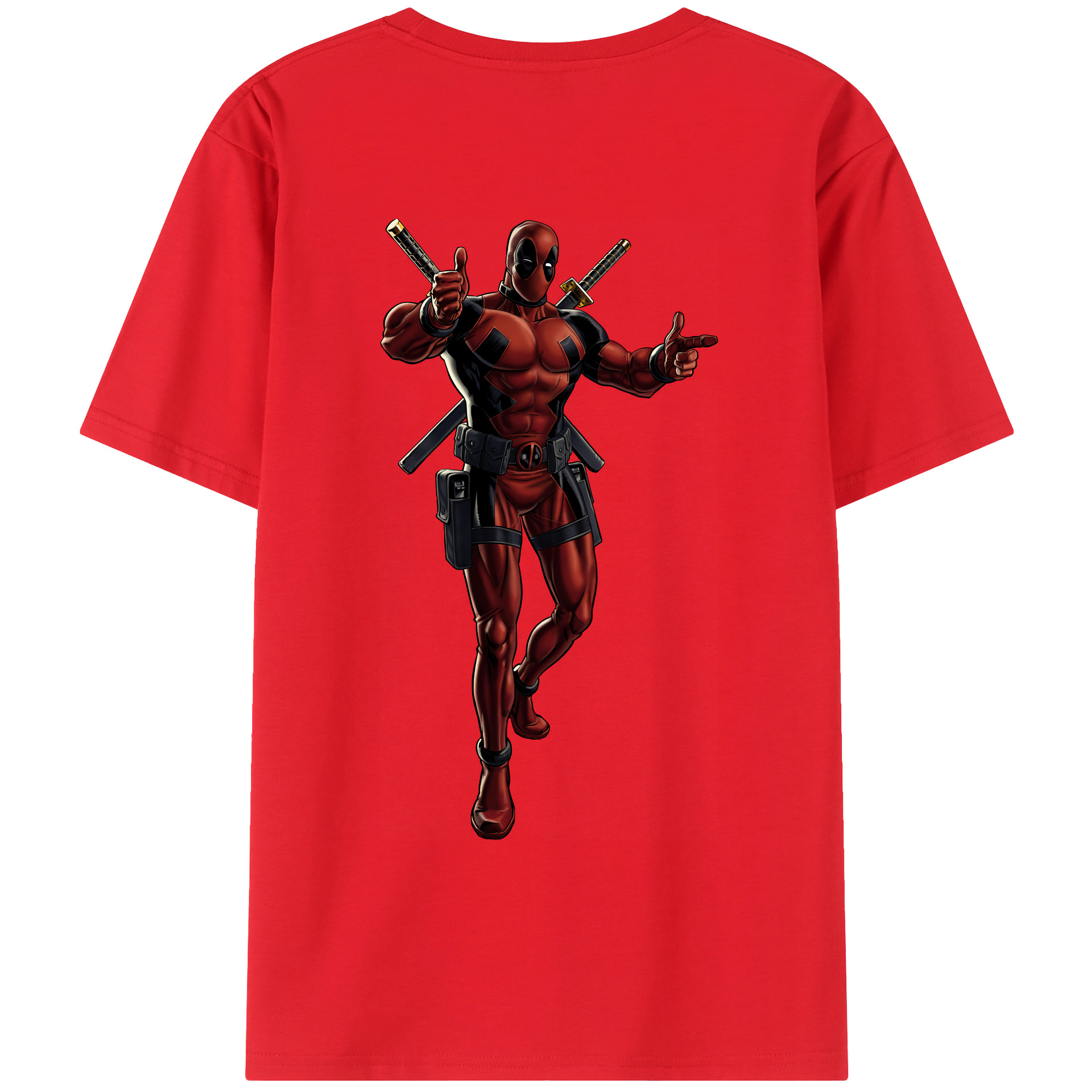 （画像用） Deadpool デッドプール 綿100％ メンズ半袖Tシャツ（バックプリント） 通気性