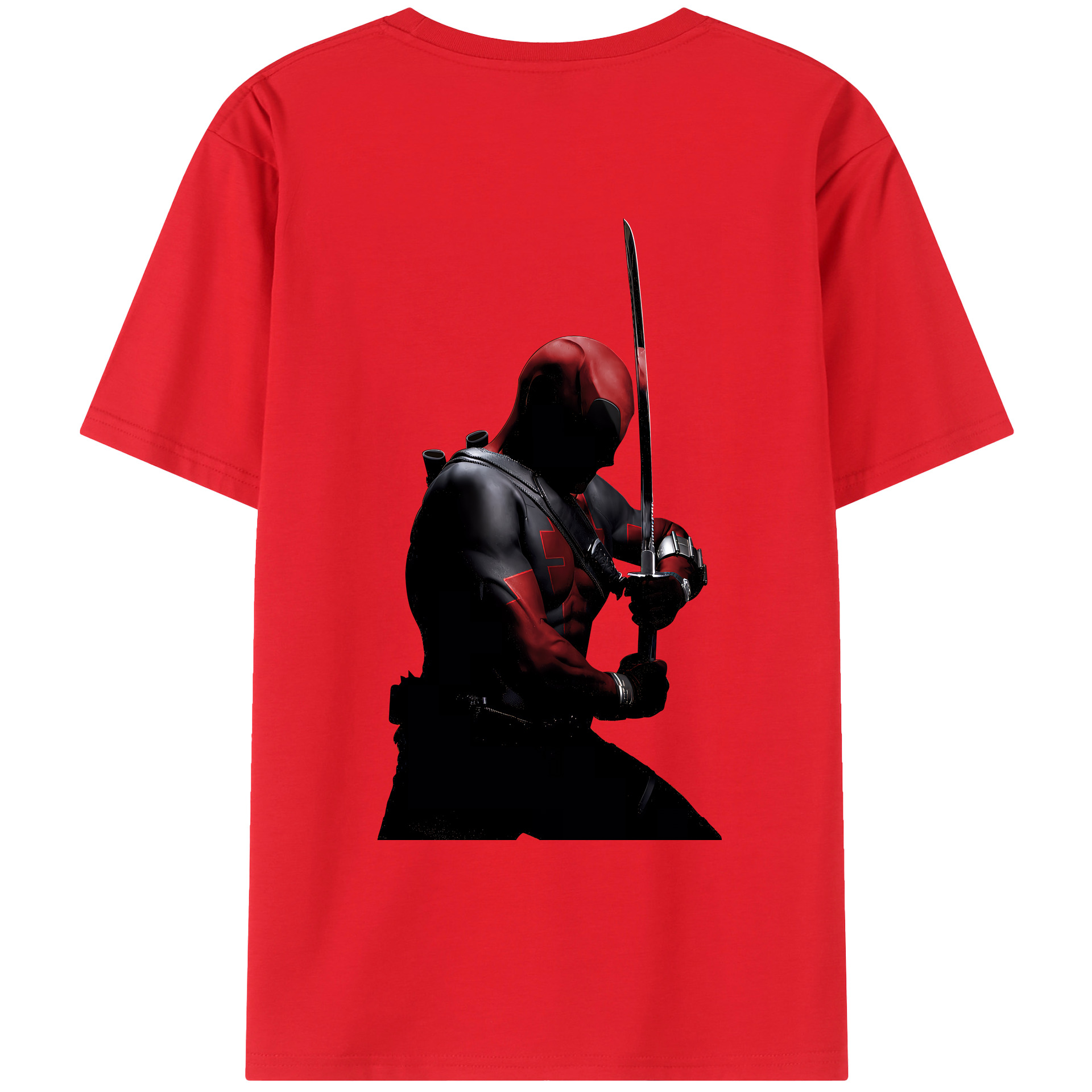 （画像用） Deadpool デッドプール 綿100％ メンズ半袖Tシャツ（バックプリント） 通気性