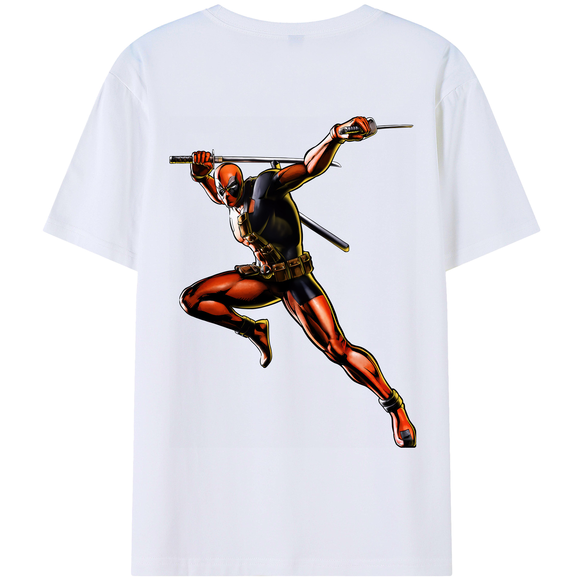 （画像用） Deadpool デッドプール 綿100％ メンズ半袖Tシャツ（バックプリント） 通気性