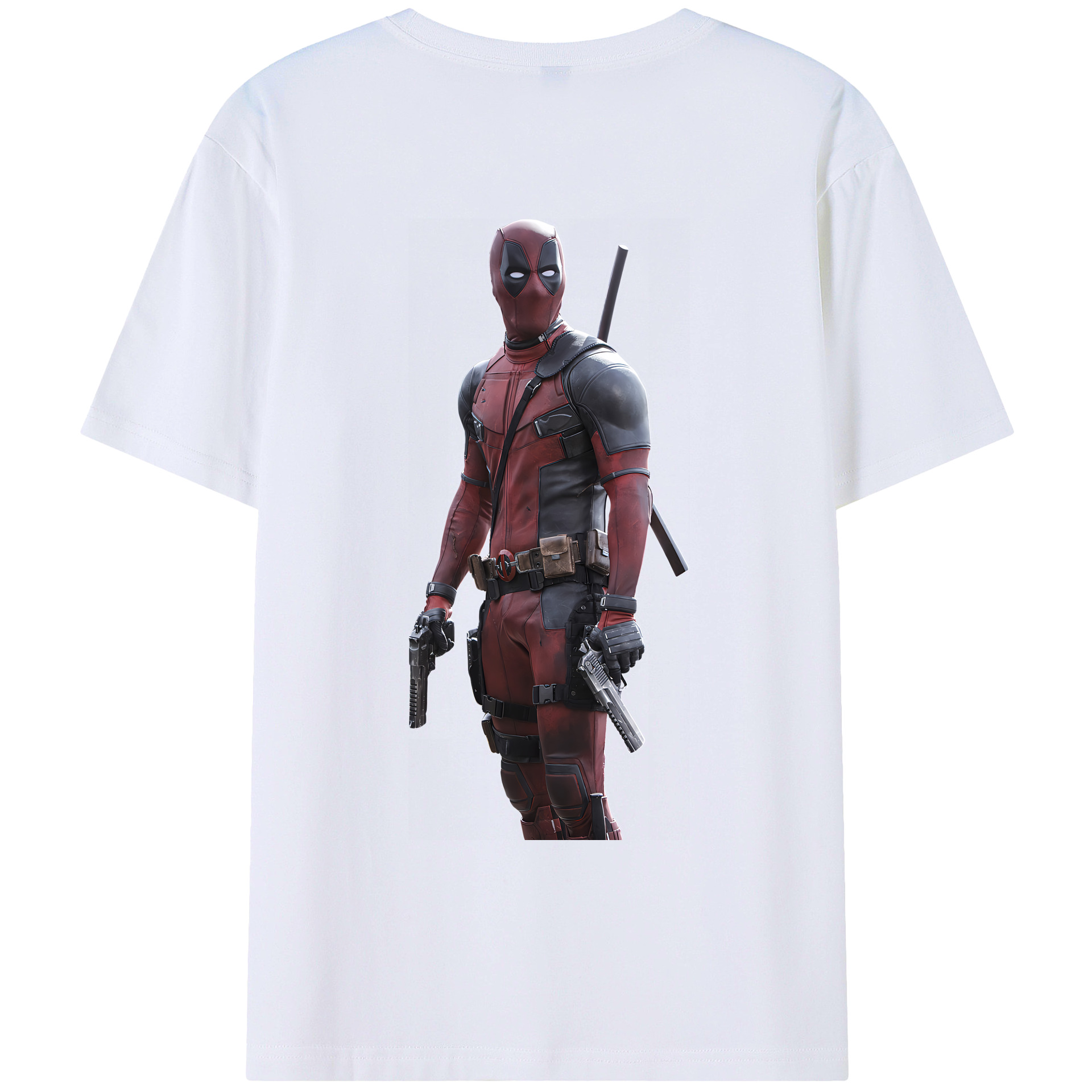 （画像用） Deadpool デッドプール 綿100％ メンズ半袖Tシャツ（バックプリント） 通気性