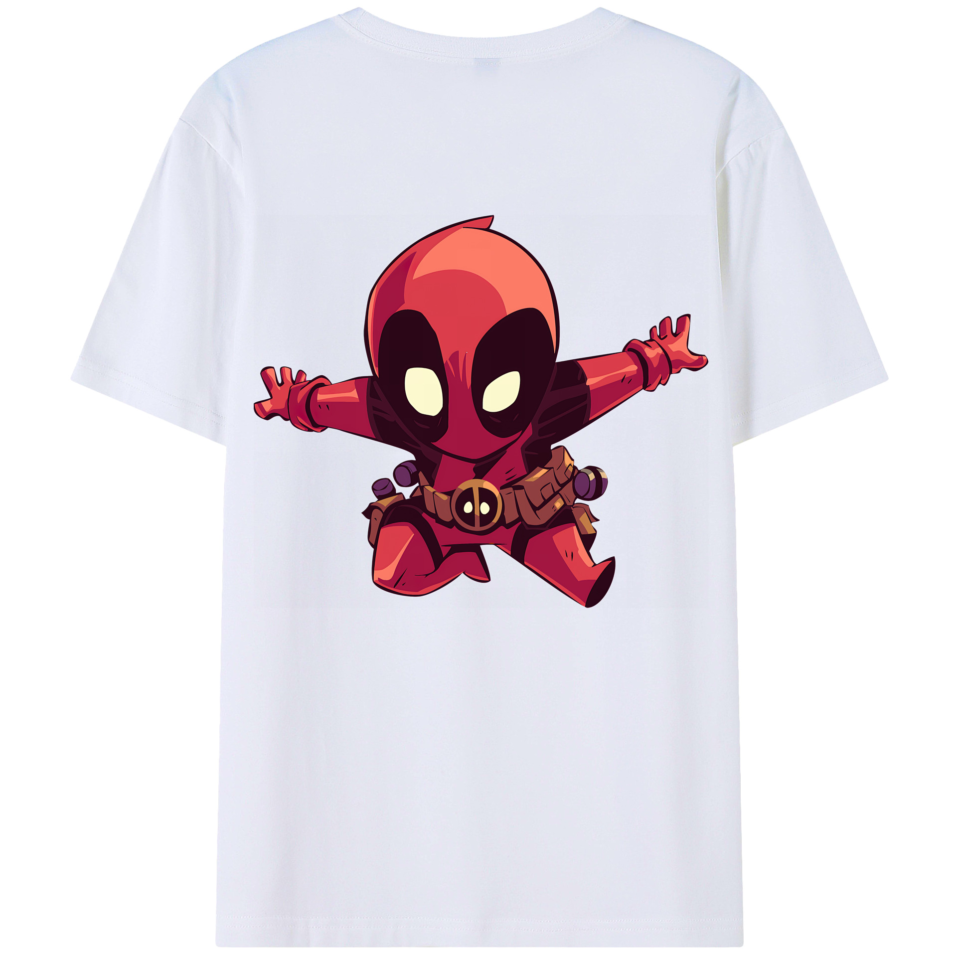 （画像用） Deadpool デッドプール 綿100％ メンズ半袖Tシャツ（バックプリント） 通気性