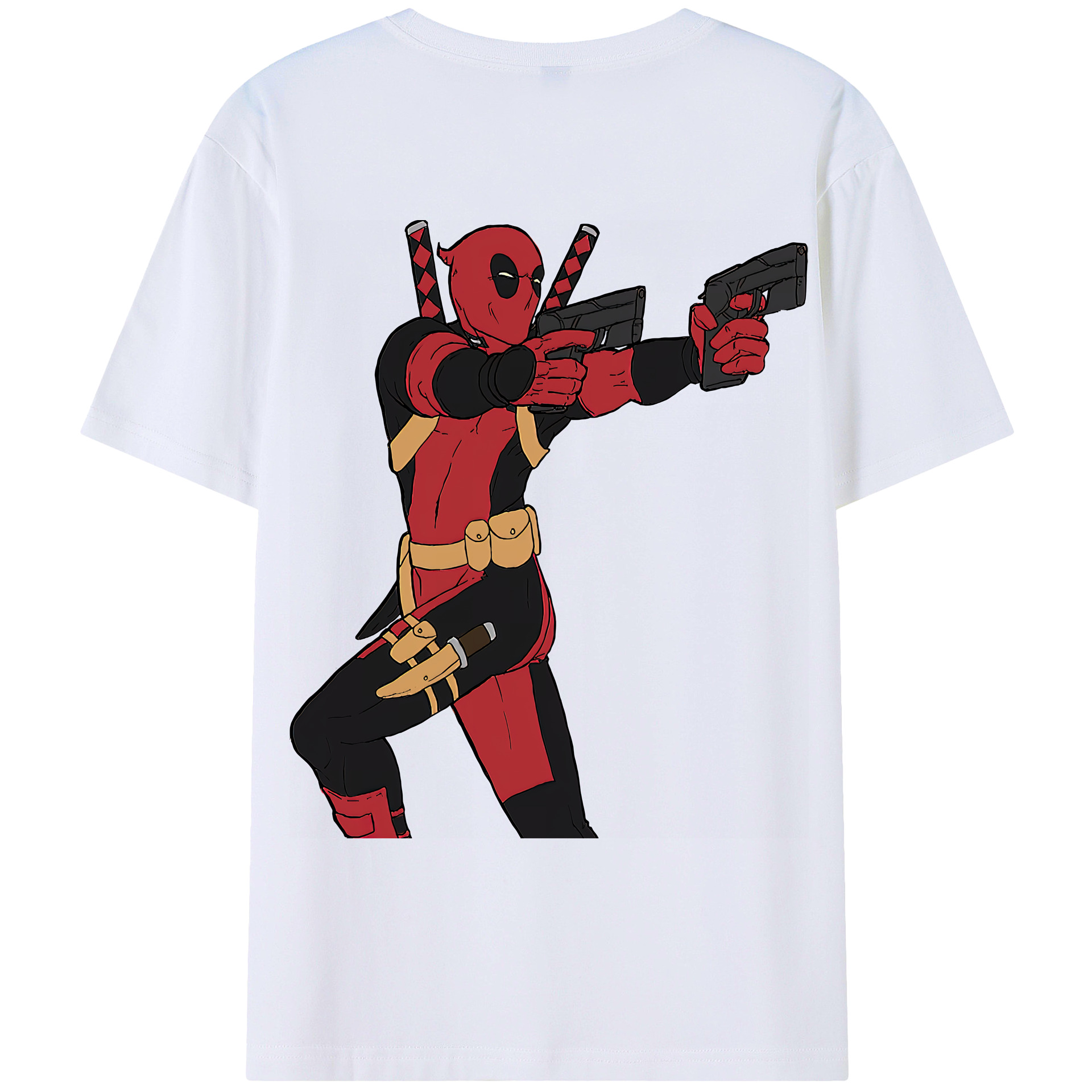 （画像用） Deadpool デッドプール 綿100％ メンズ半袖Tシャツ（バックプリント） 通気性