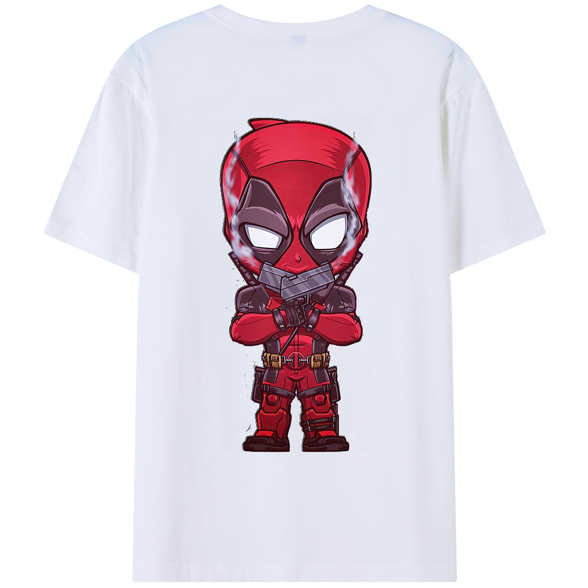 （画像用） Deadpool デッドプール 綿100％ メンズ半袖Tシャツ（バックプリント） 通気性