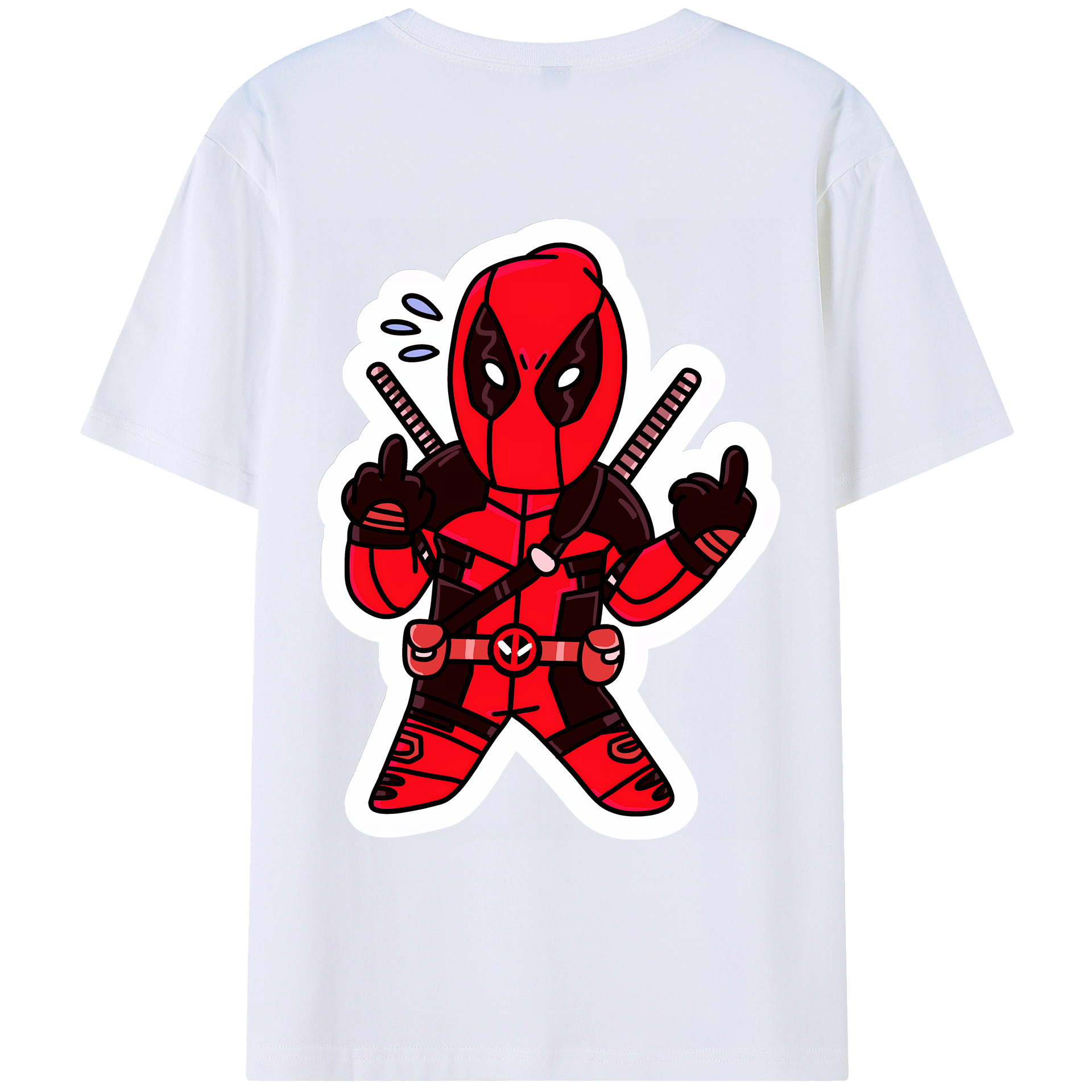 （画像用） Deadpool デッドプール 綿100％ メンズ半袖Tシャツ（バックプリント） 通気性