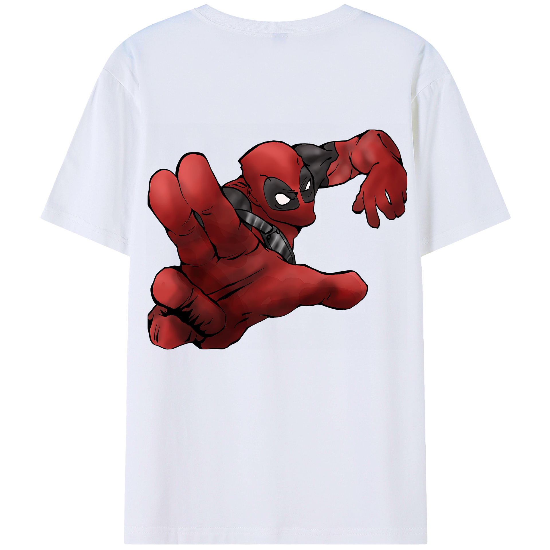 （画像用） Deadpool デッドプール 綿100％ メンズ半袖Tシャツ（バックプリント） 通気性