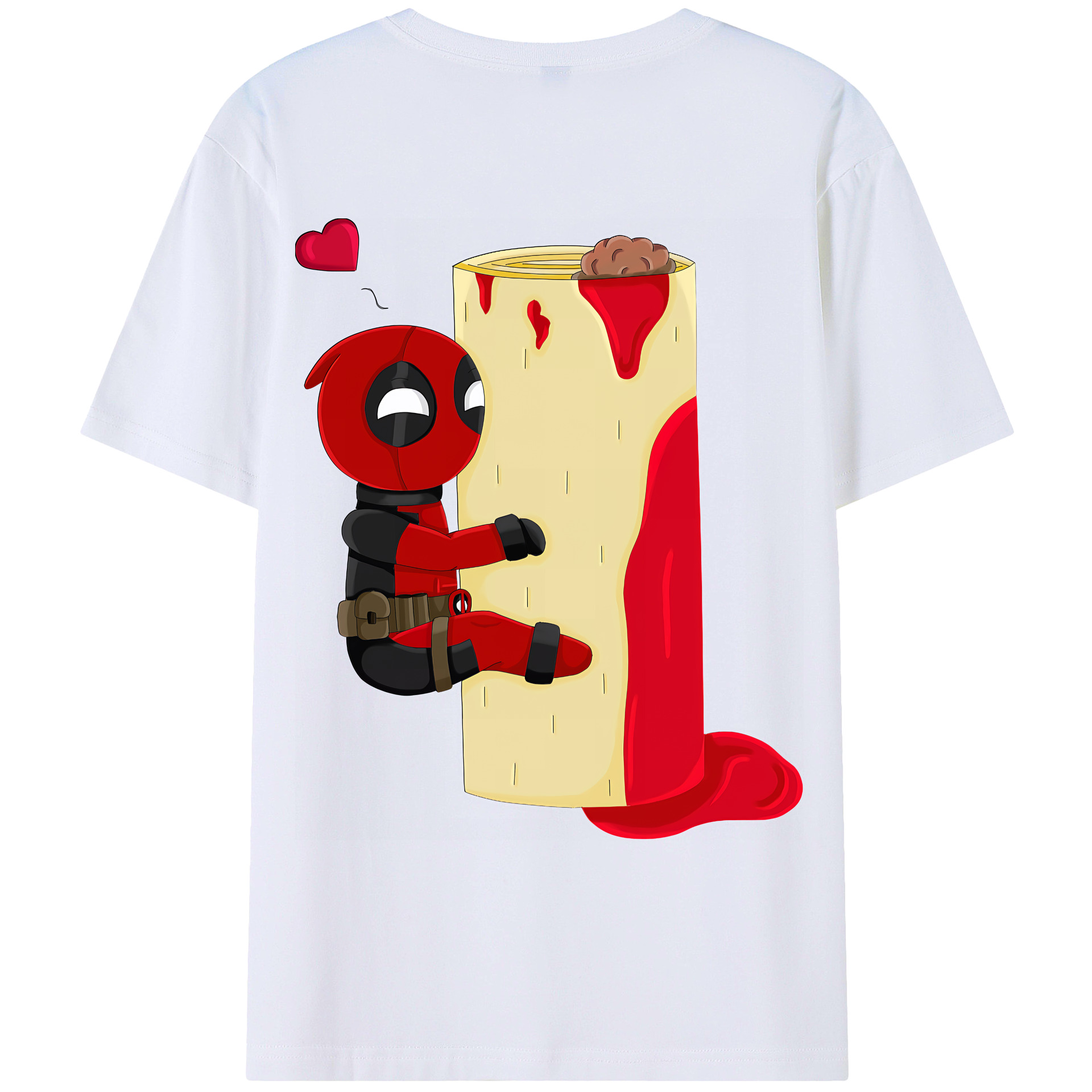 （画像用） Deadpool デッドプール 綿100％ メンズ半袖Tシャツ（バックプリント） 通気性