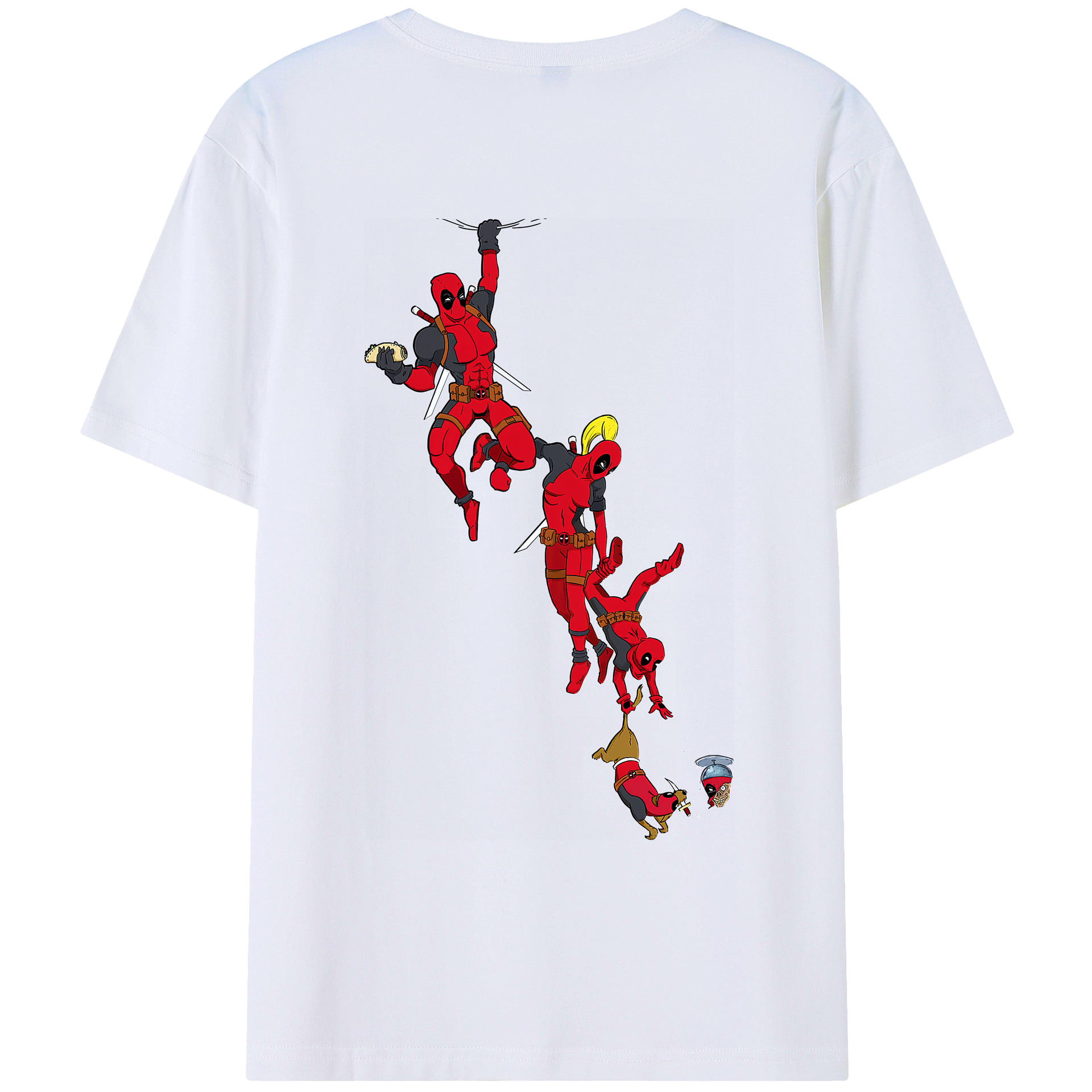 （画像用） Deadpool デッドプール 綿100％ メンズ半袖Tシャツ（バックプリント） 通気性