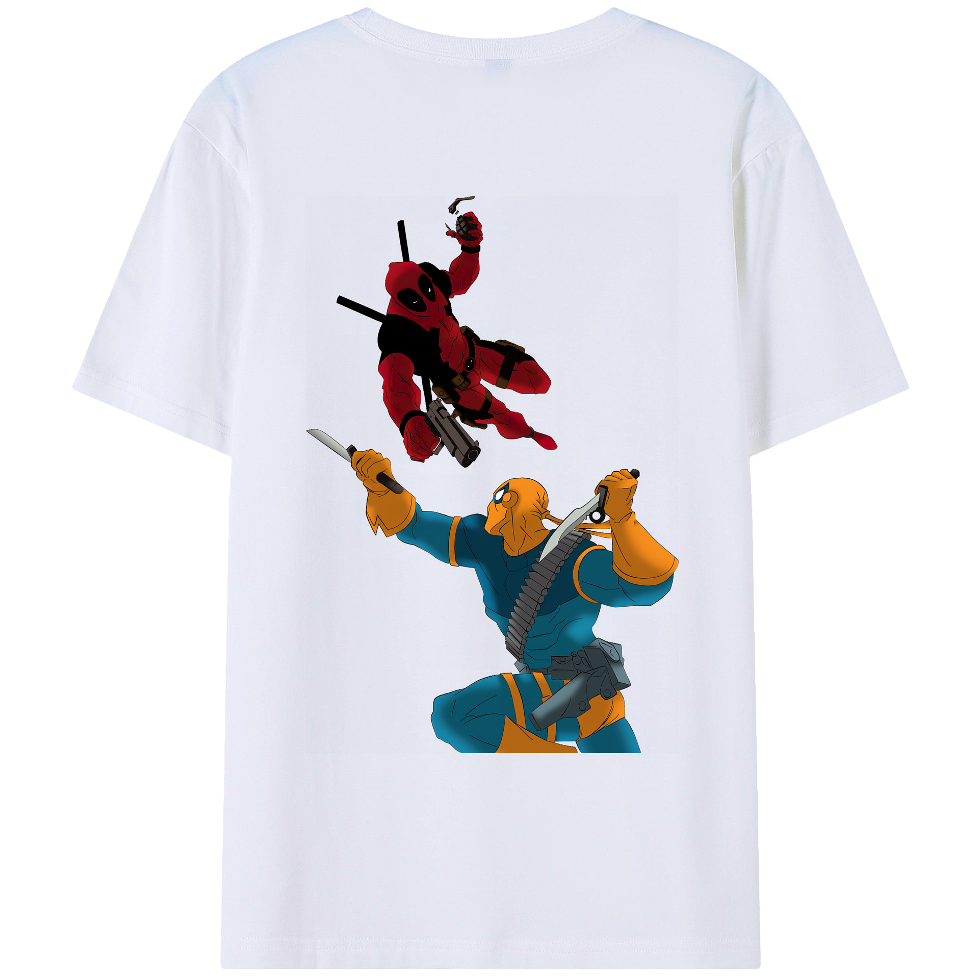 （画像用） Deadpool デッドプール 綿100％ メンズ半袖Tシャツ（バックプリント） 通気性