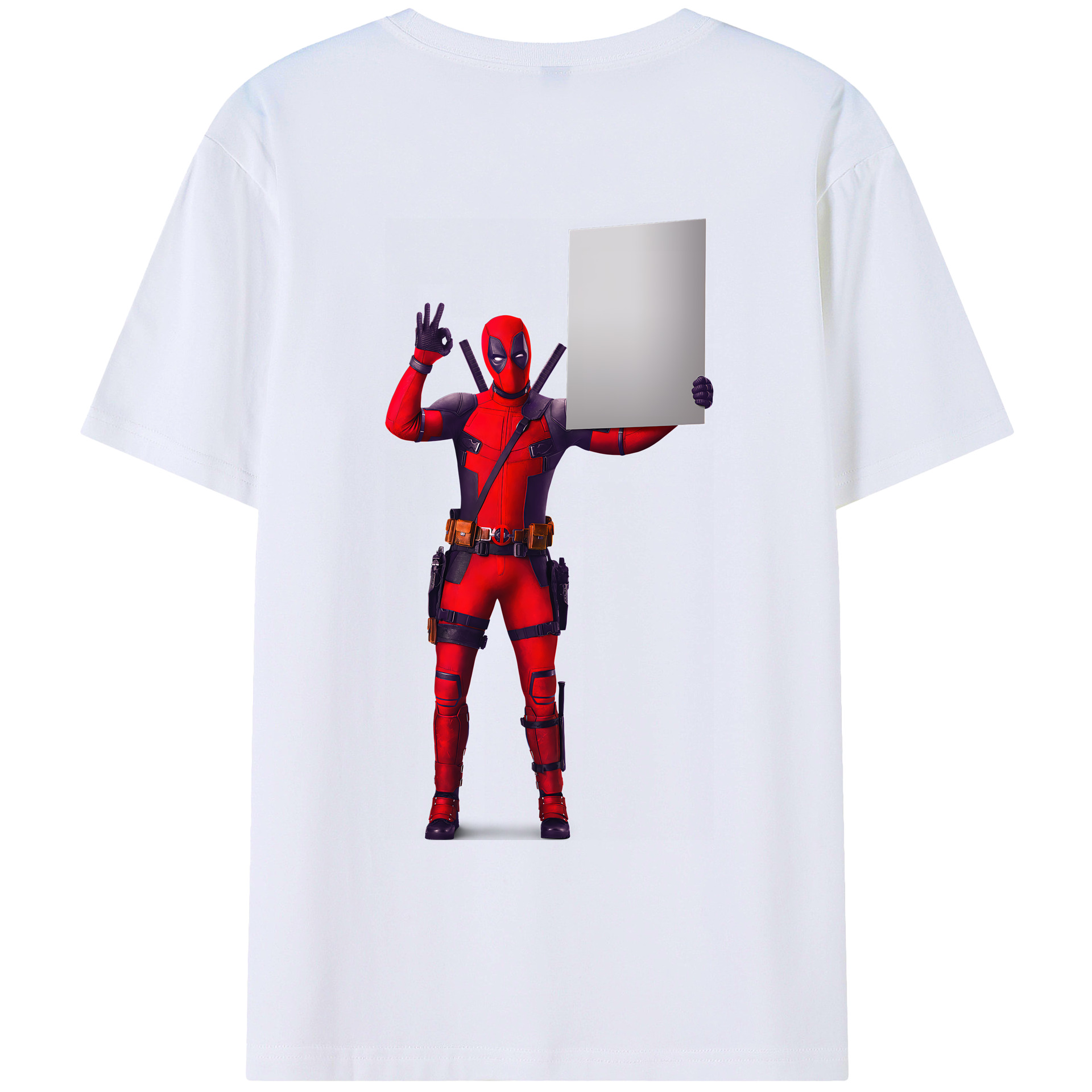 （画像用） Deadpool デッドプール 綿100％ メンズ半袖Tシャツ（バックプリント） 通気性